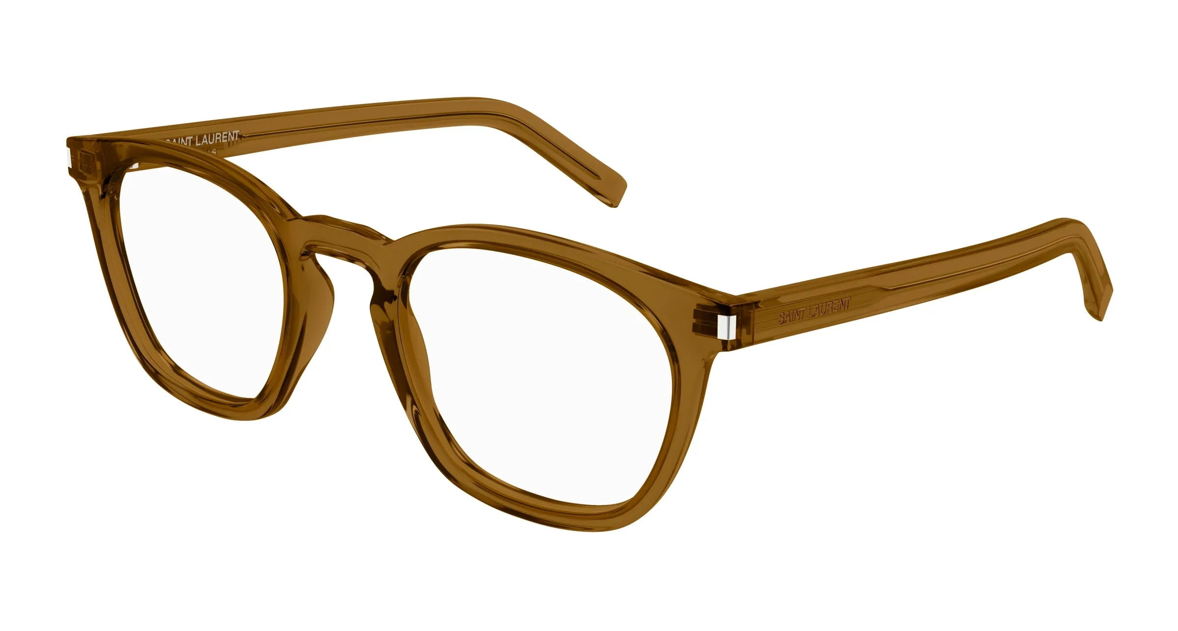 SAINT LAURENT SL 28 OPT 008 Montature da vista Acetato Marrone Trasparente Rotonda - immagine 1