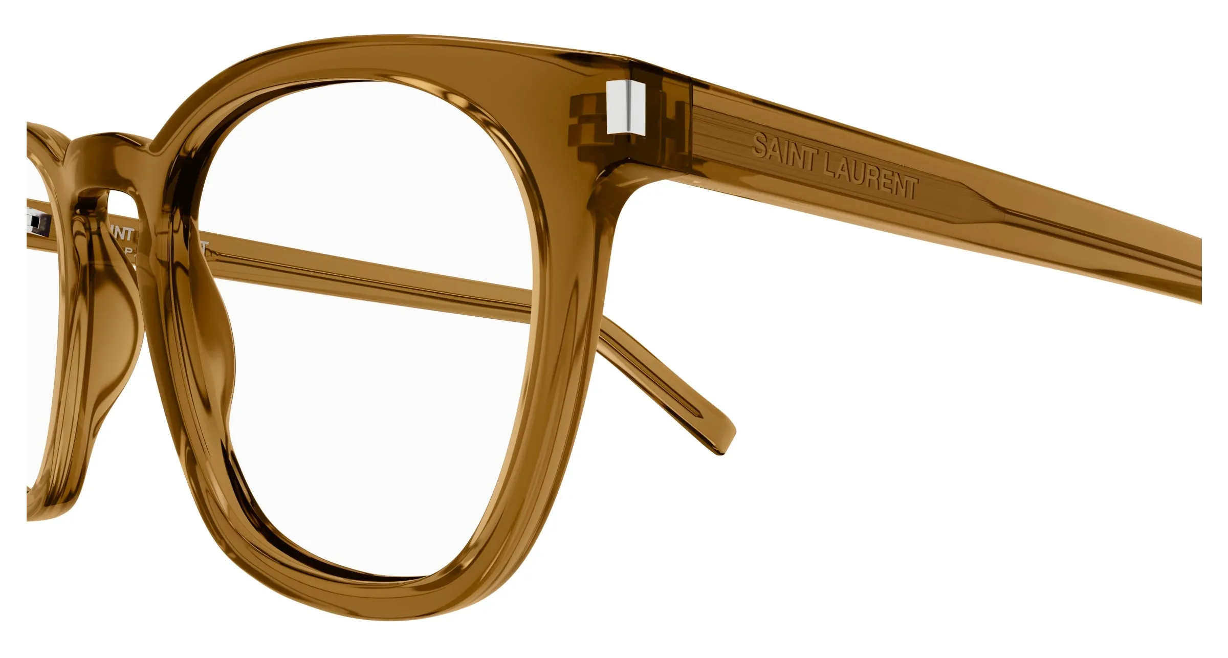SAINT LAURENT SL 28 OPT 008 Montature da vista Acetato Marrone Trasparente Rotonda - immagine 3