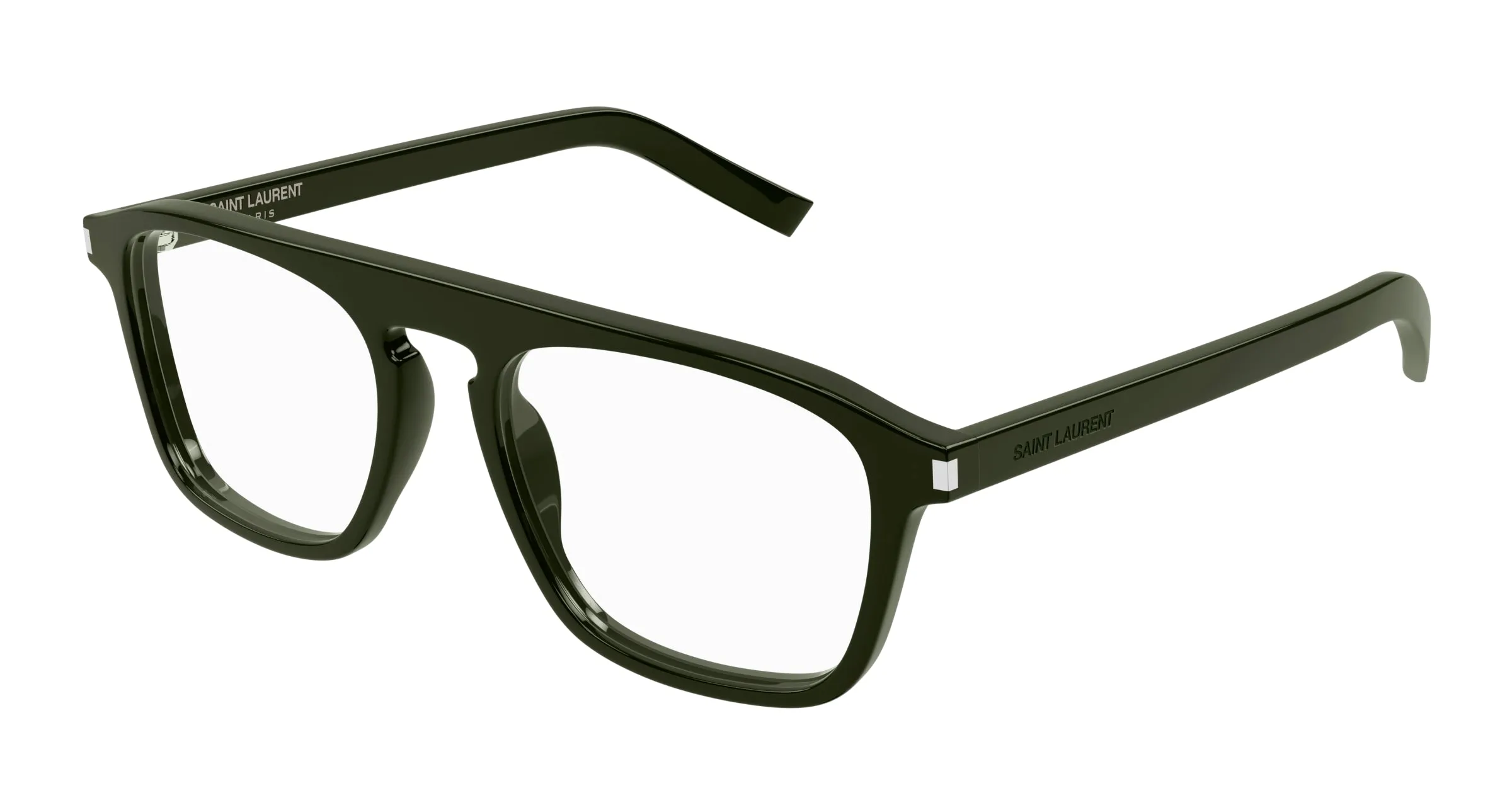 SAINT LAURENT SL 157 011 Montature da vista Acetato Verde Trasparente Squadrata - immagine 1