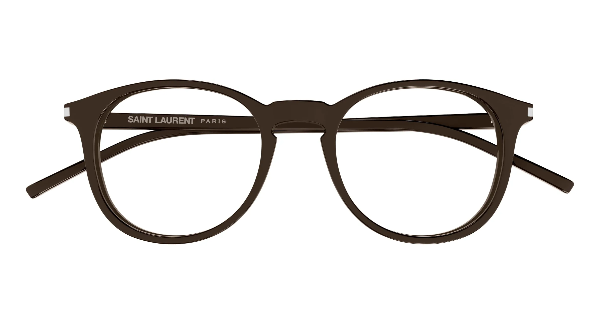 SAINT LAURENT SL 106 021 Montature da vista Acetato Marrone Trasparente Rotonda - immagine 2