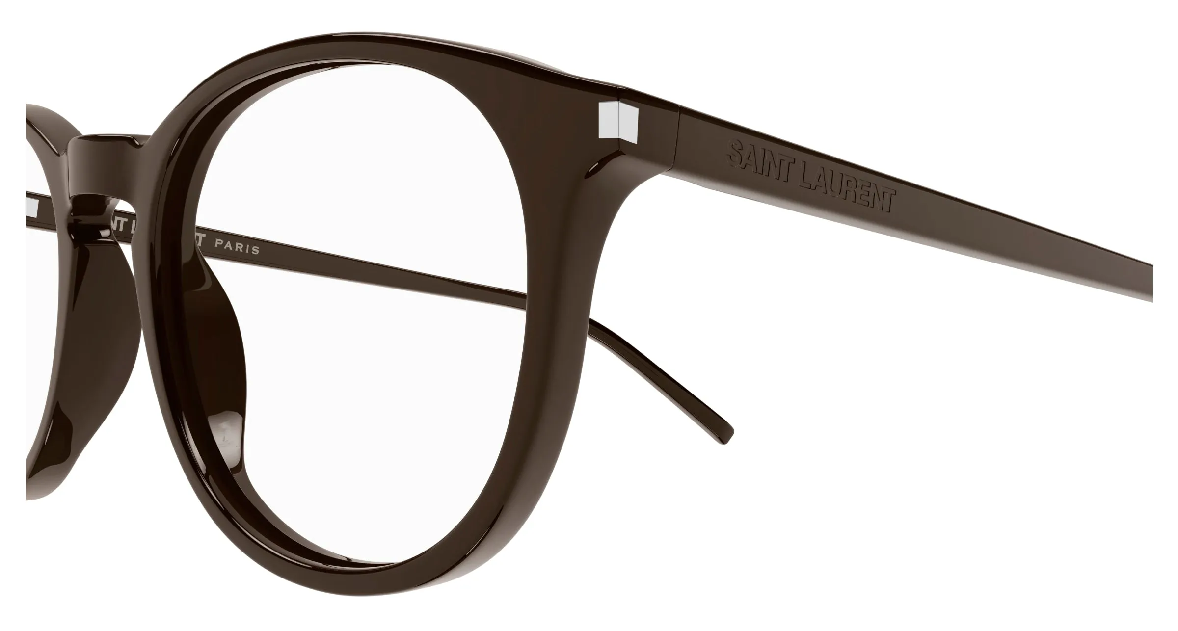 SAINT LAURENT SL 106 021 Montature da vista Acetato Marrone Trasparente Rotonda - immagine 3