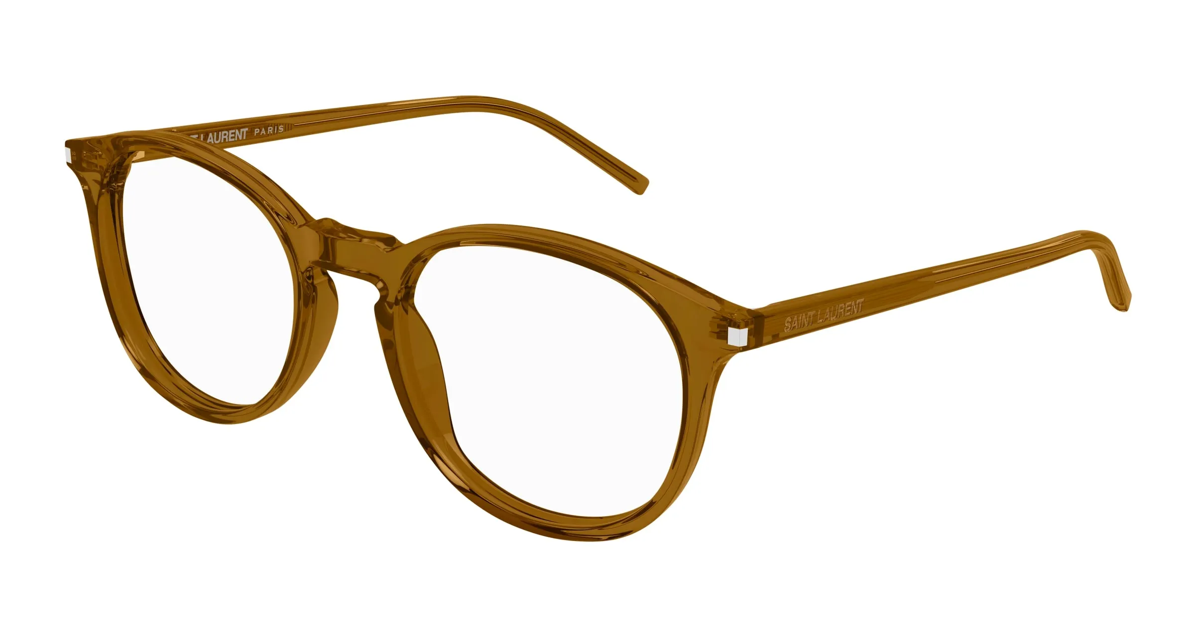 SAINT LAURENT SL 106 020 Montature da vista Acetato Marrone Trasparente Rotonda - immagine 1