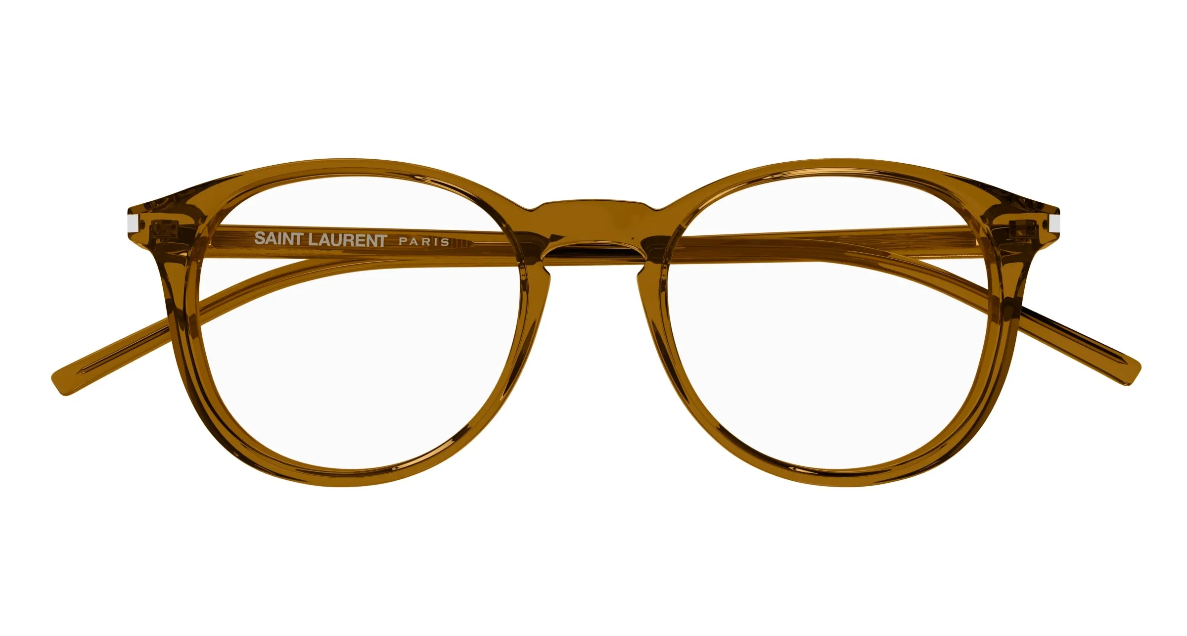 SAINT LAURENT SL 106 020 Montature da vista Acetato Marrone Trasparente Rotonda - immagine 2