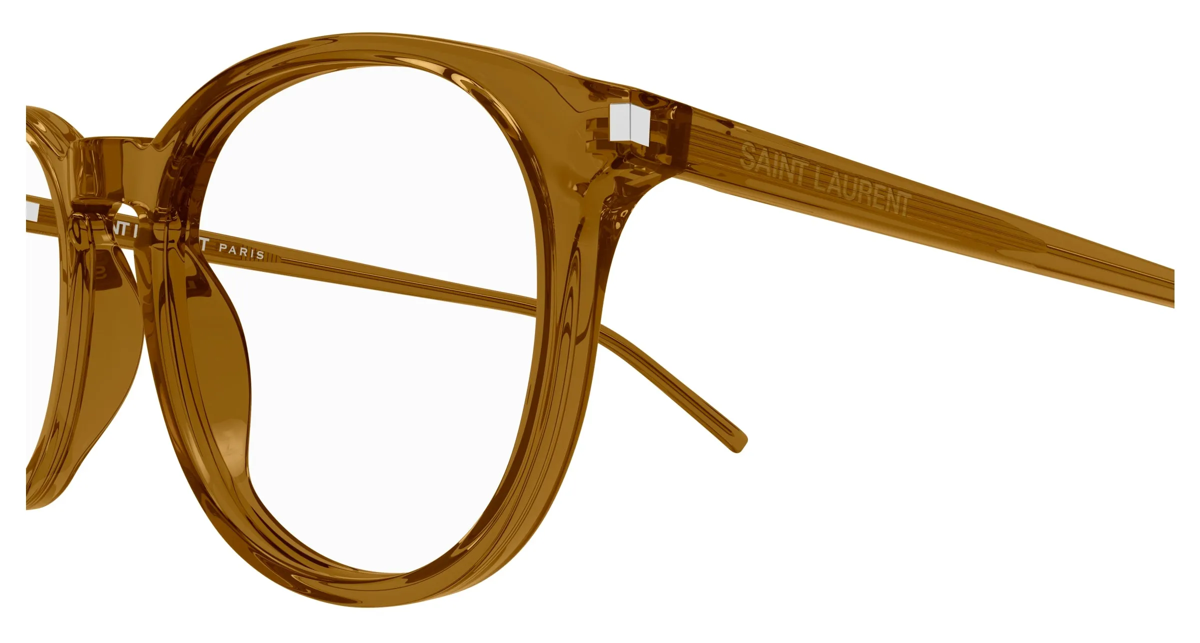 SAINT LAURENT SL 106 020 Montature da vista Acetato Marrone Trasparente Rotonda - immagine 3