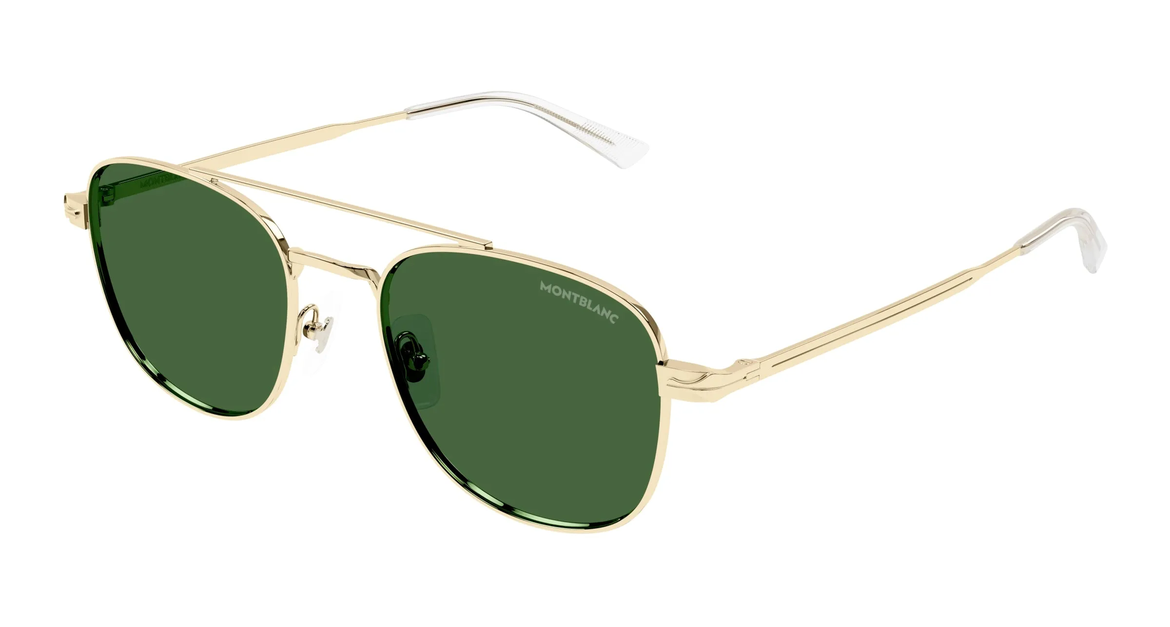 Montblanc MB0363S 002 Occhiali da sole Metallo Oro Verde Pilot - immagine 1