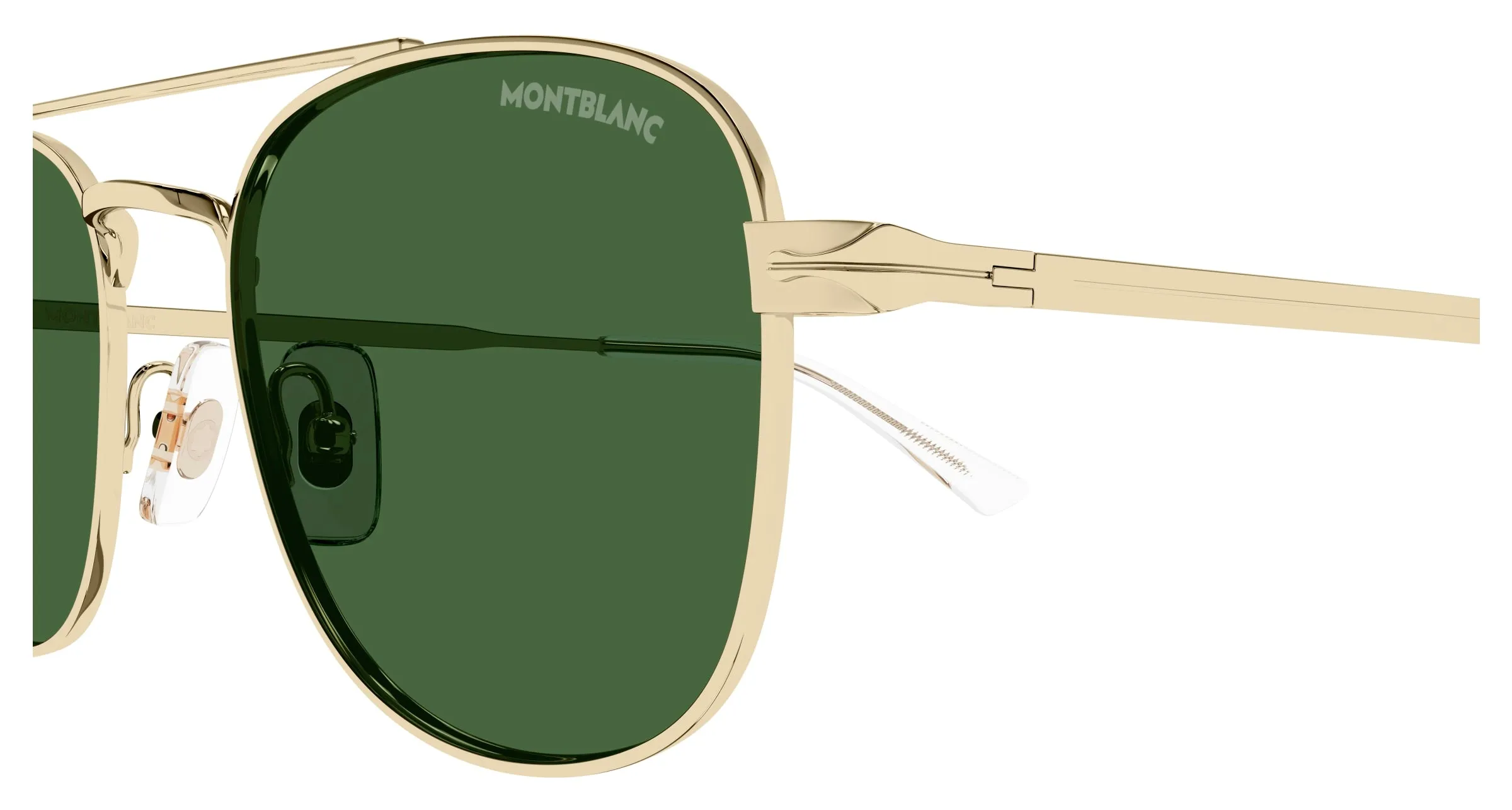 Montblanc MB0363S 002 Occhiali da sole Metallo Oro Verde Pilot - immagine 3