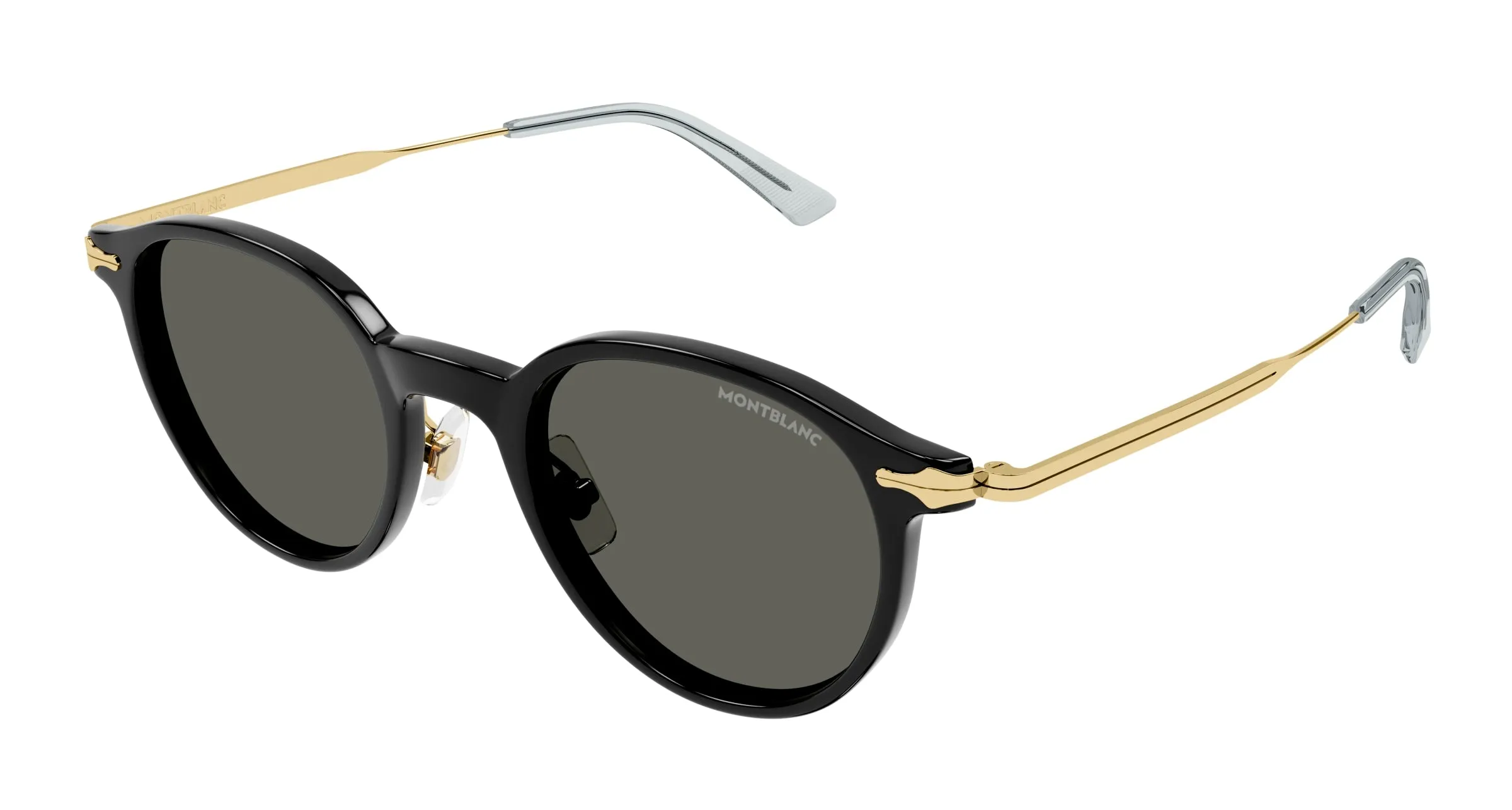 Montblanc MB0362S 001 Occhiali da sole Acetato Nero Grigio Rotonda - immagine 1