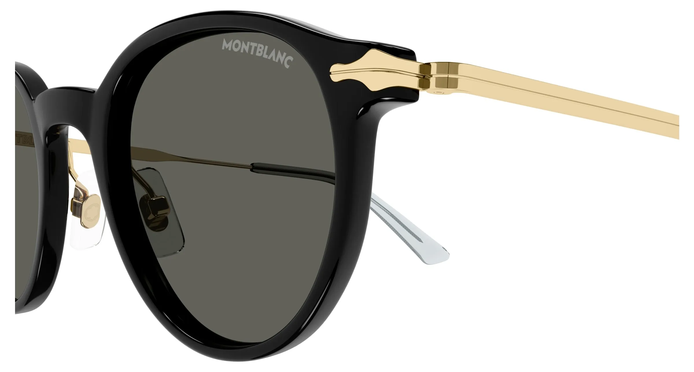 Montblanc MB0362S 001 Occhiali da sole Acetato Nero Grigio Rotonda - immagine 3
