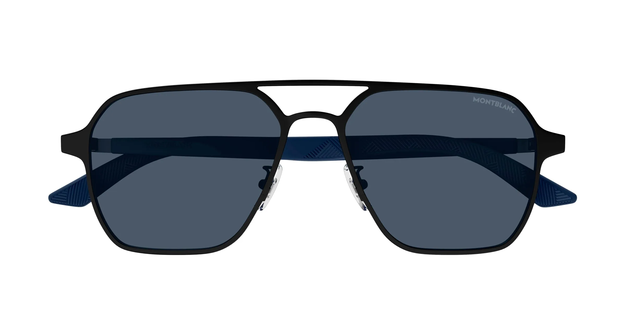 Montblanc MB0360S 004 Occhiali da sole Metallo Nero Blu Pilot - immagine 2