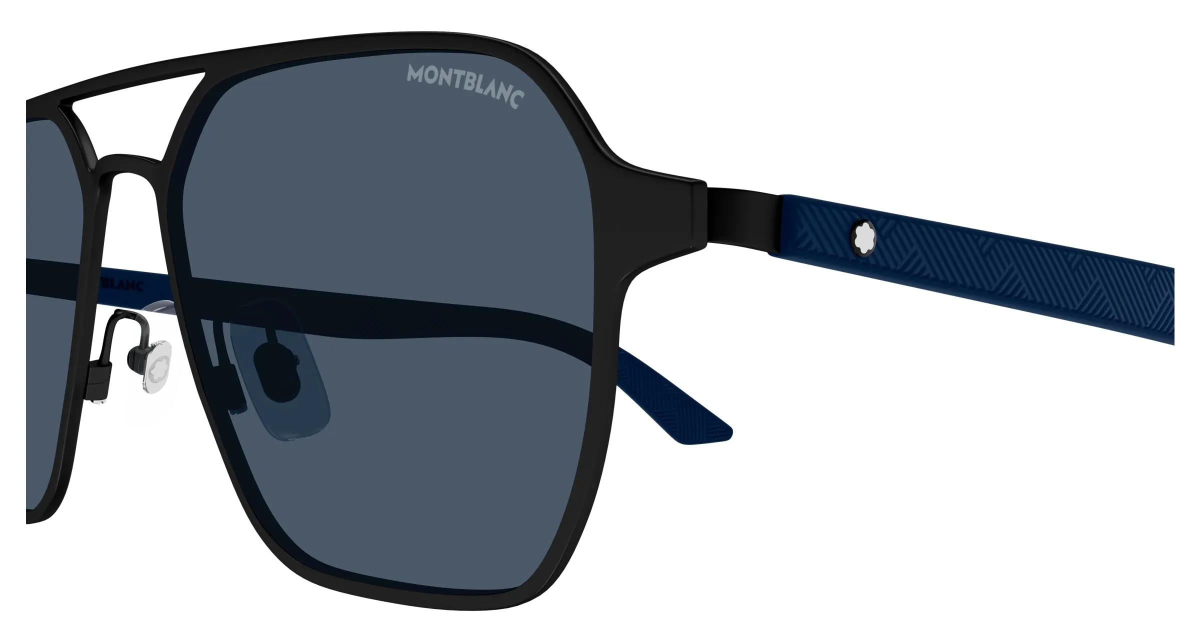 Montblanc MB0360S 004 Occhiali da sole Metallo Nero Blu Pilot - immagine 3