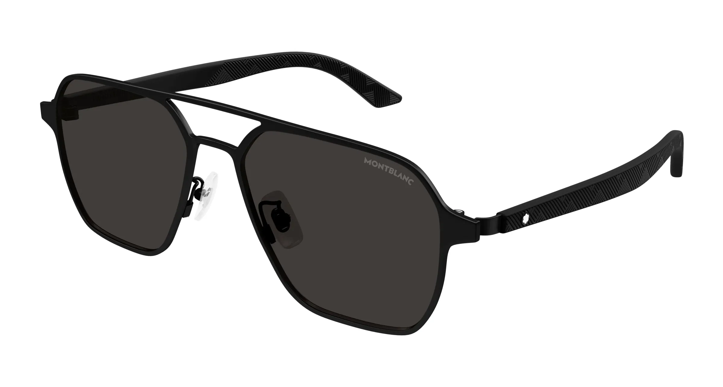 Montblanc MB0360S 001 Occhiali da sole Metallo Nero Grigio Pilot - immagine 1