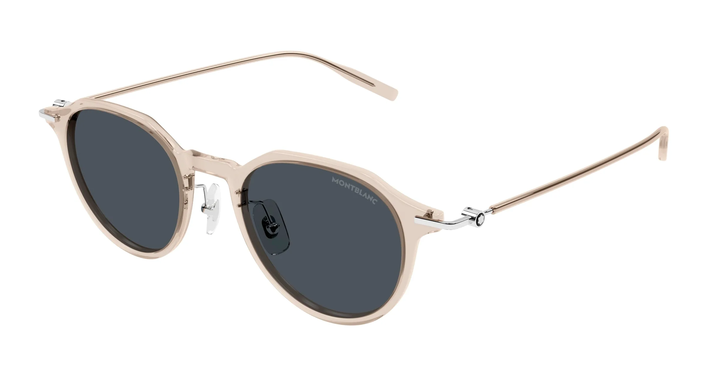 Montblanc MB0355S 004 Occhiali da sole Iniettato Rosa Grigio Rotonda - immagine 1