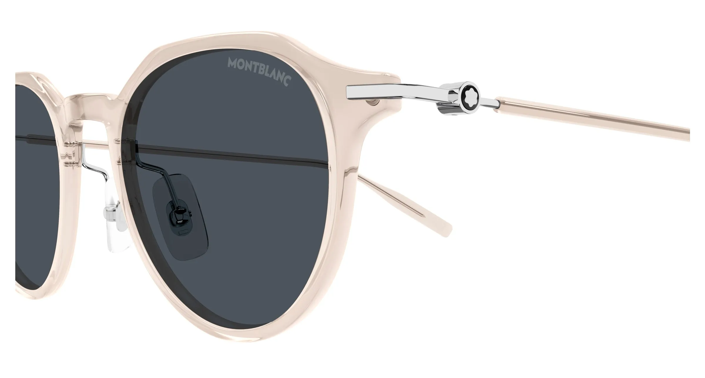 Montblanc MB0355S 004 Occhiali da sole Iniettato Rosa Grigio Rotonda - immagine 3