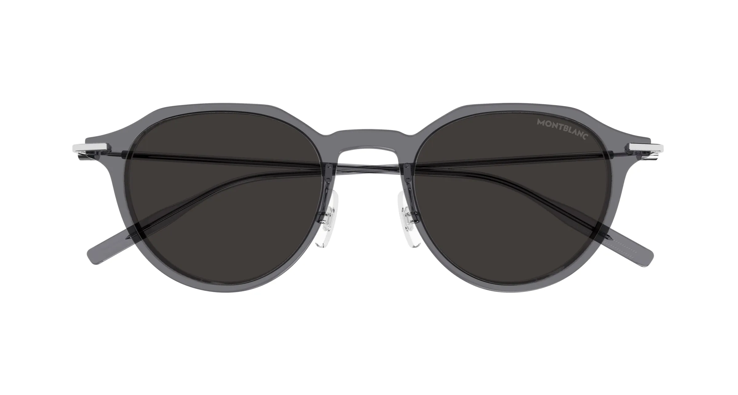 Montblanc MB0355S 003 Occhiali da sole Iniettato Grigio Grigio Rotonda - immagine 2