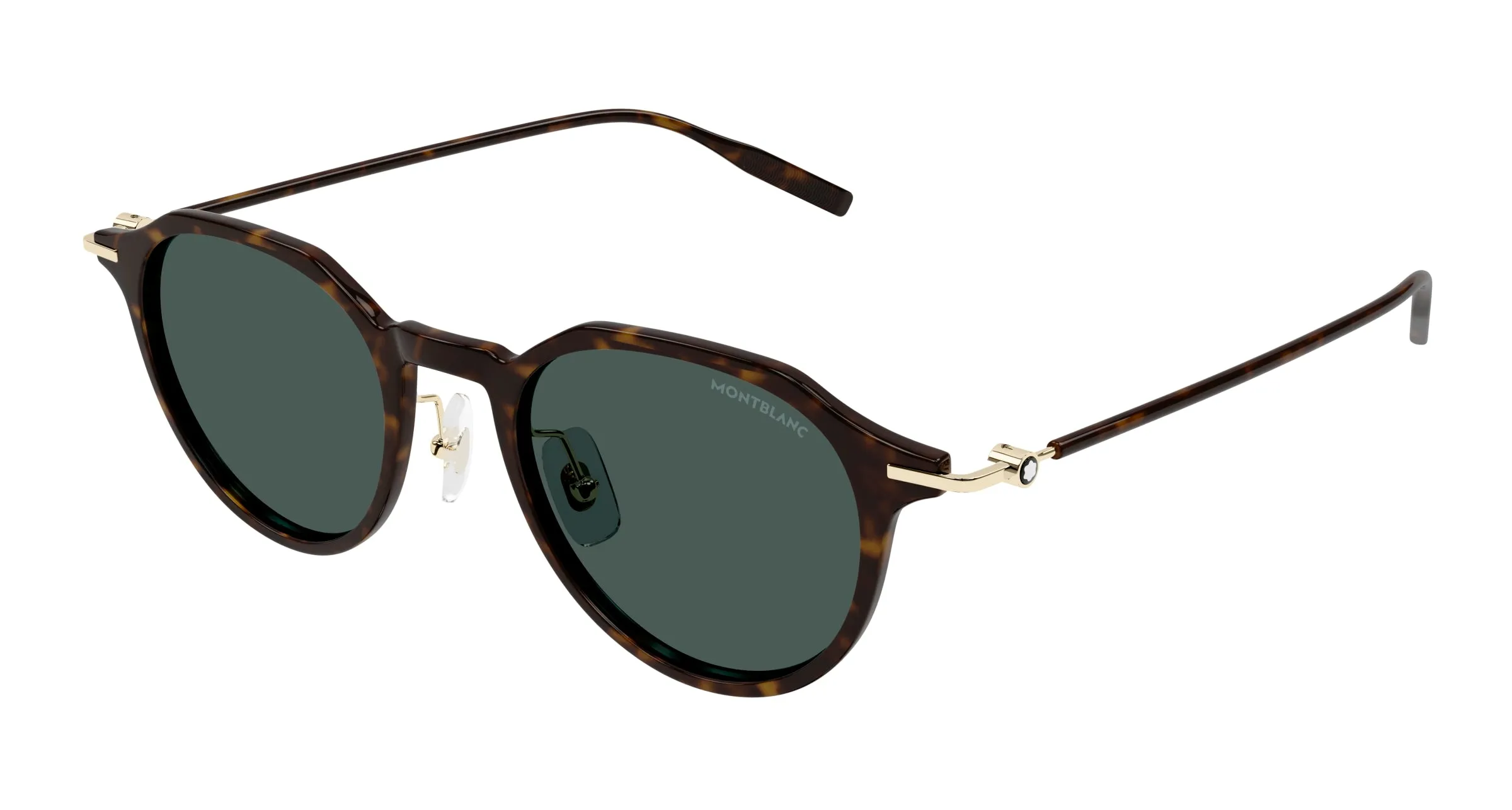 Montblanc MB0355S 002 Occhiali da sole Iniettato Havana Verde Rotonda - immagine 1