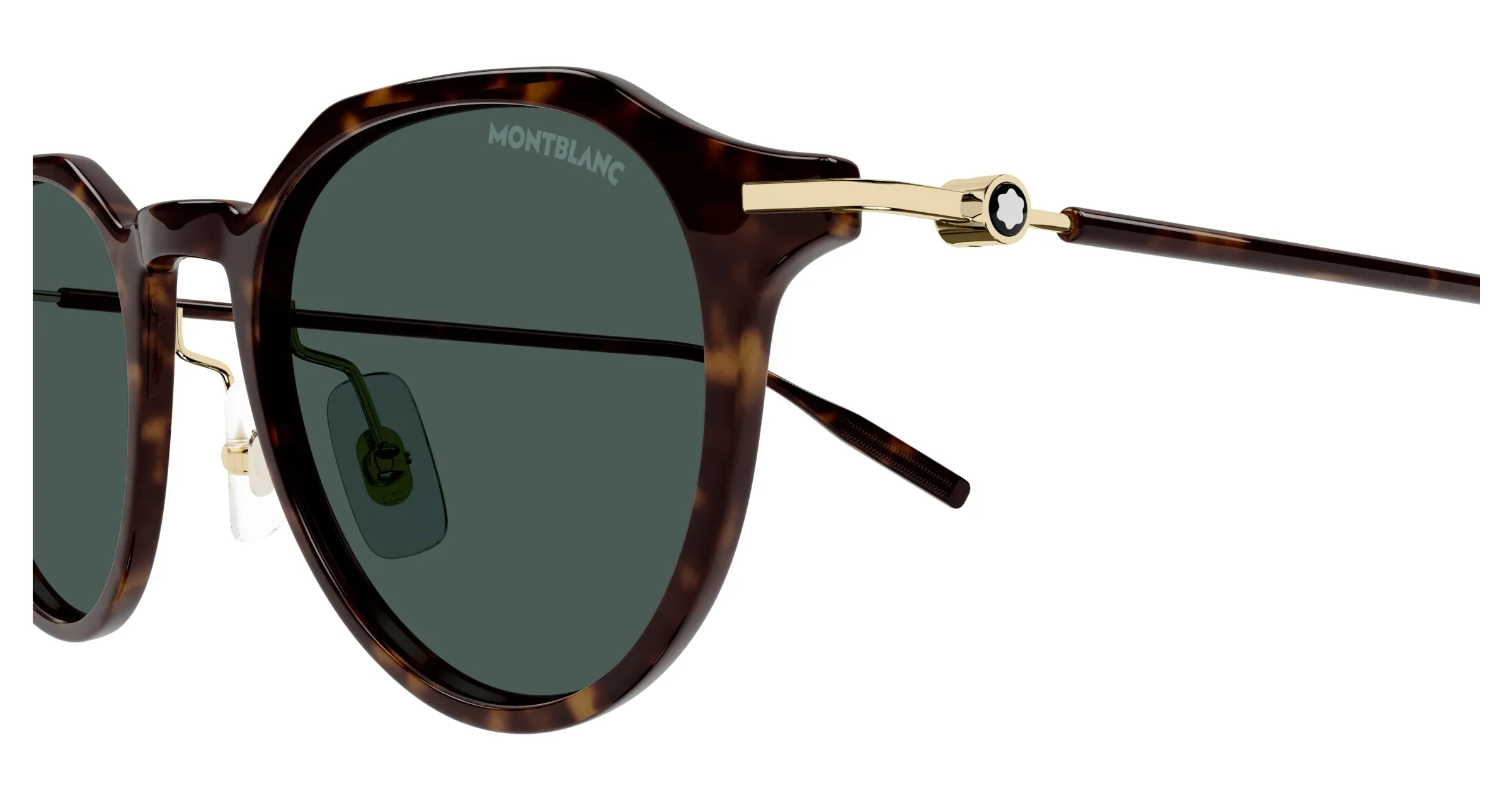 Montblanc MB0355S 002 Occhiali da sole Iniettato Havana Verde Rotonda - immagine 3