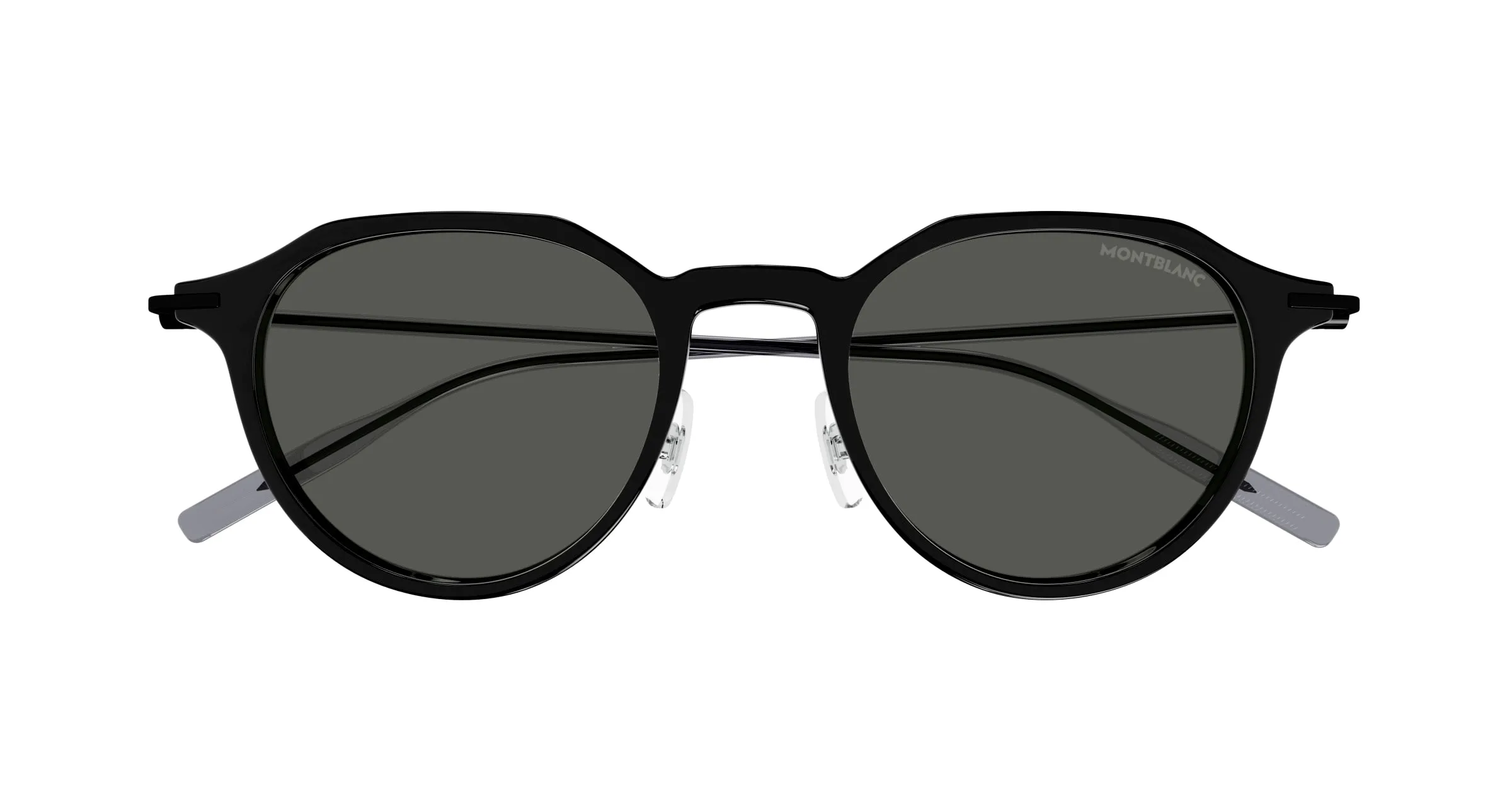 Montblanc MB0355S 001 Occhiali da sole Iniettato Nero Grigio Rotonda - immagine 2
