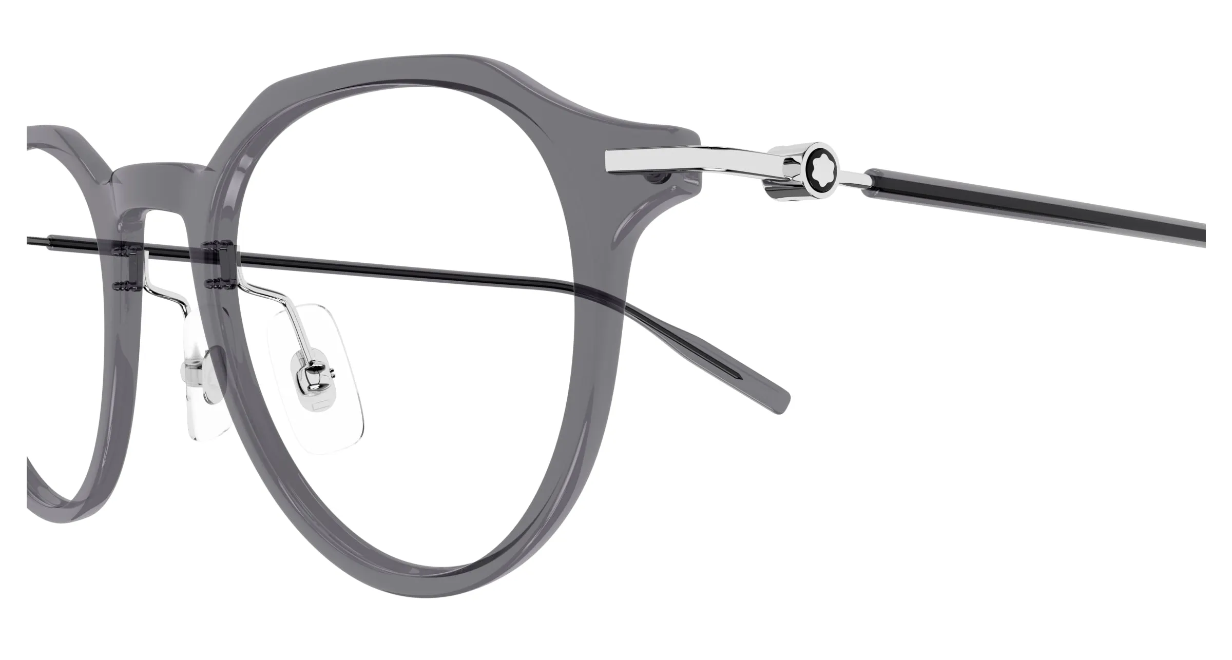 Montblanc MB0355O 003 Montature da vista Iniettato Grigio Trasparente Rotonda - immagine 3