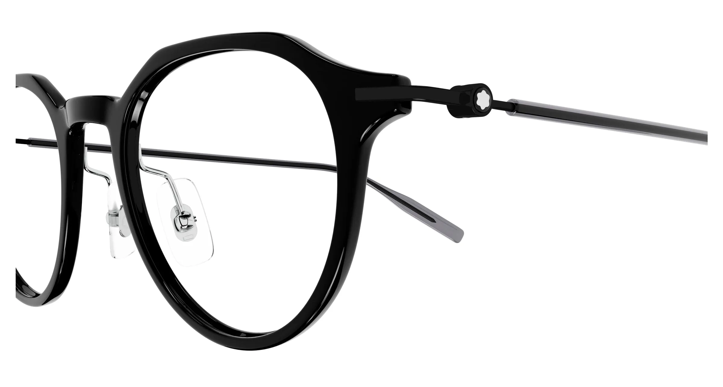 Montblanc MB0355O 001 Montature da vista Iniettato Nero Trasparente Rotonda - immagine 3