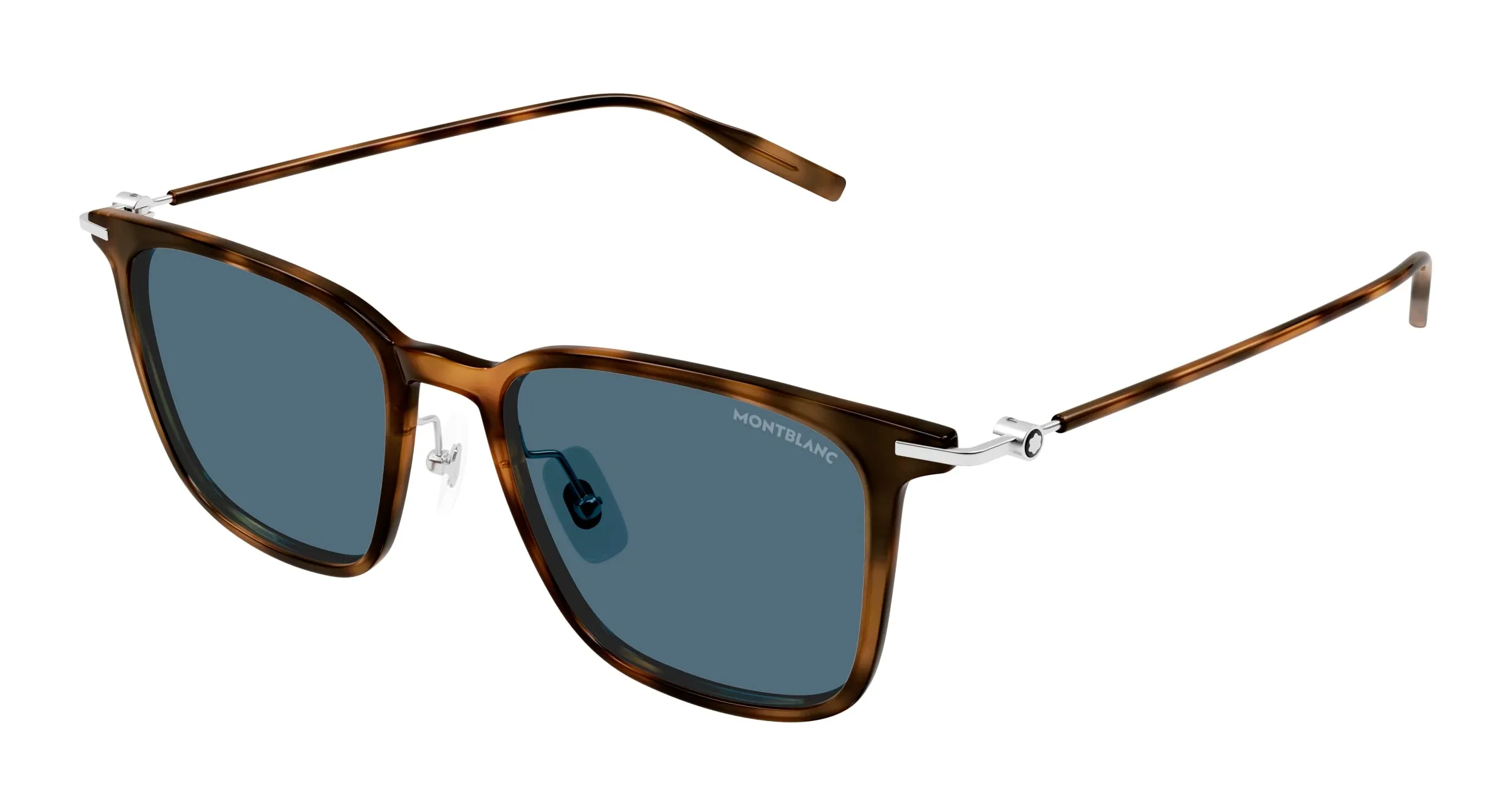 Montblanc MB0354S 004 Occhiali da sole Iniettato Havana Blu Squadrata - immagine 1