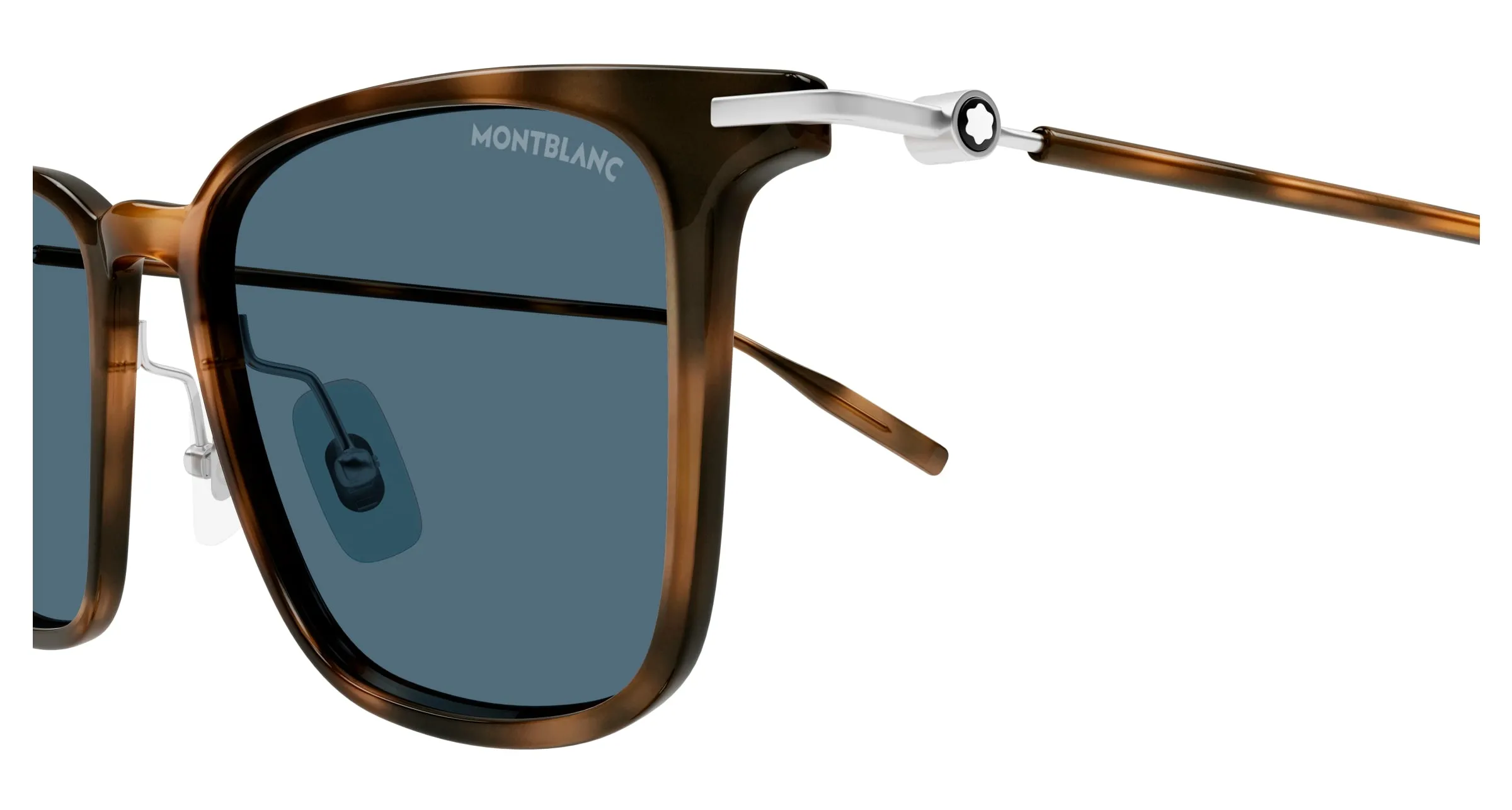 Montblanc MB0354S 004 Occhiali da sole Iniettato Havana Blu Squadrata - immagine 3