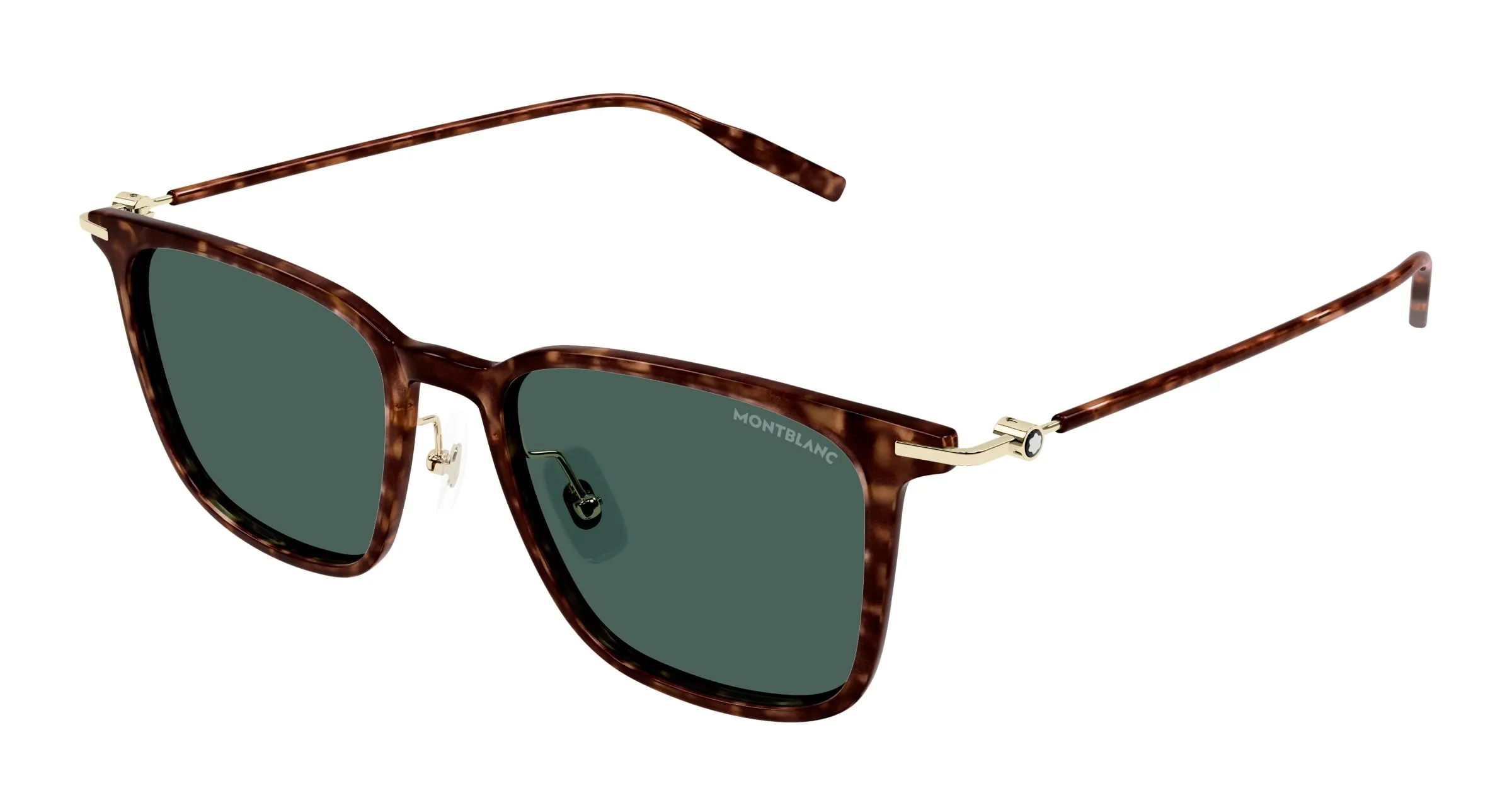 Montblanc MB0354S 002 Occhiali da sole Iniettato Havana Verde Squadrata - immagine 1