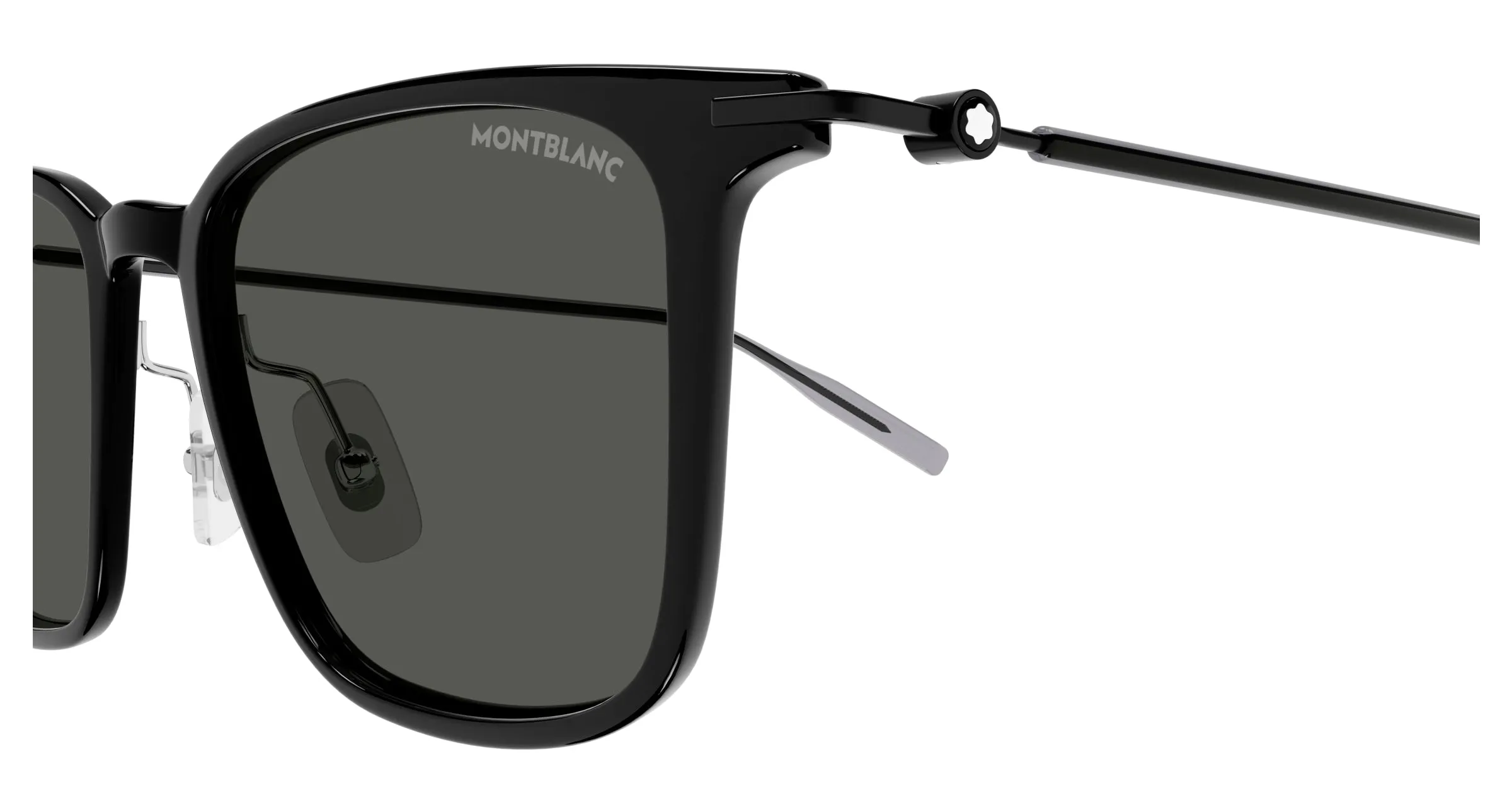 Montblanc MB0354S 001 Occhiali da sole Iniettato Nero Grigio Squadrata - immagine 3