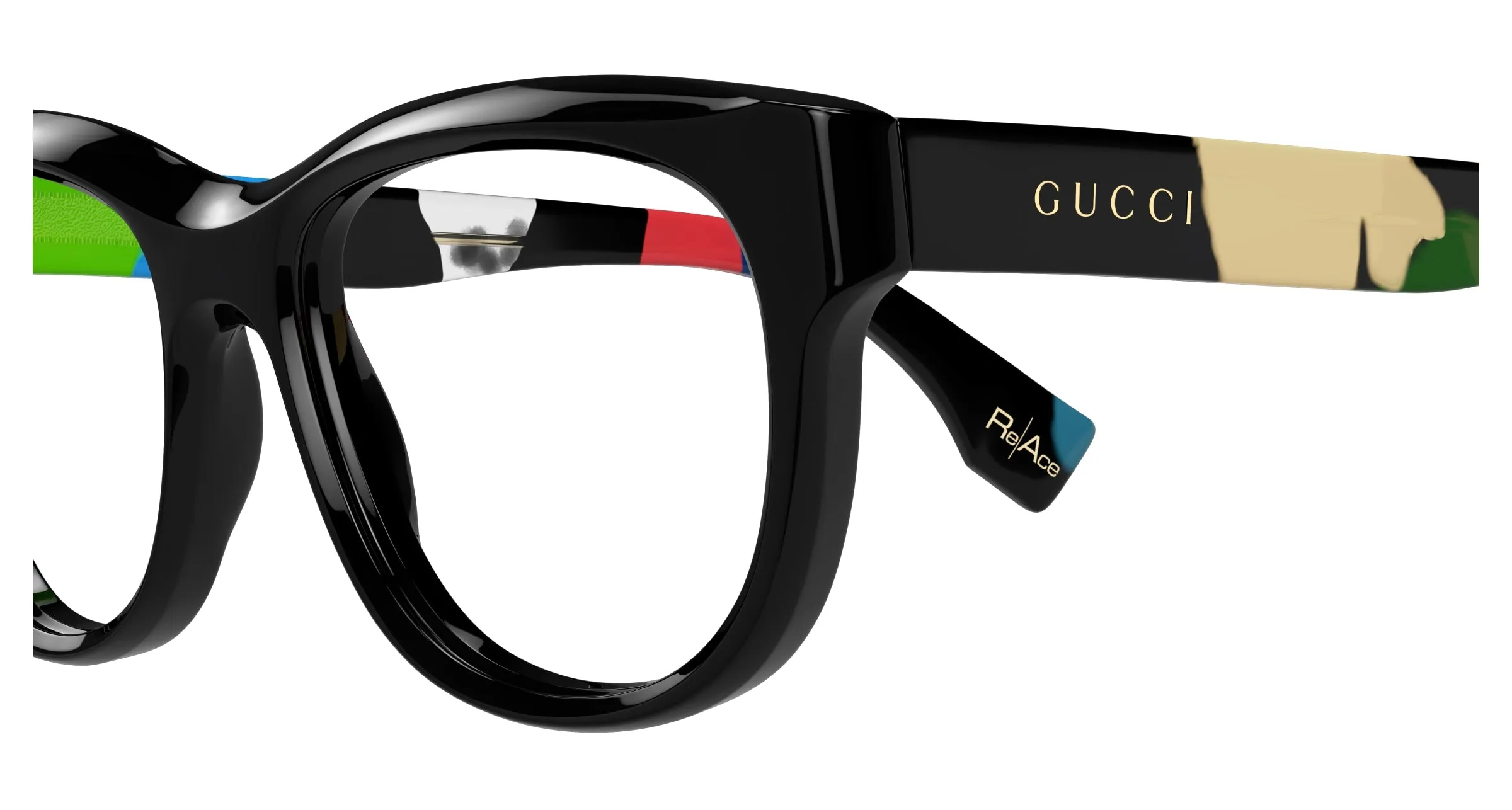 Gucci Uomo GG1751O 002 Montature da vista Acetato Nero Trasparente Squadrata - immagine 3