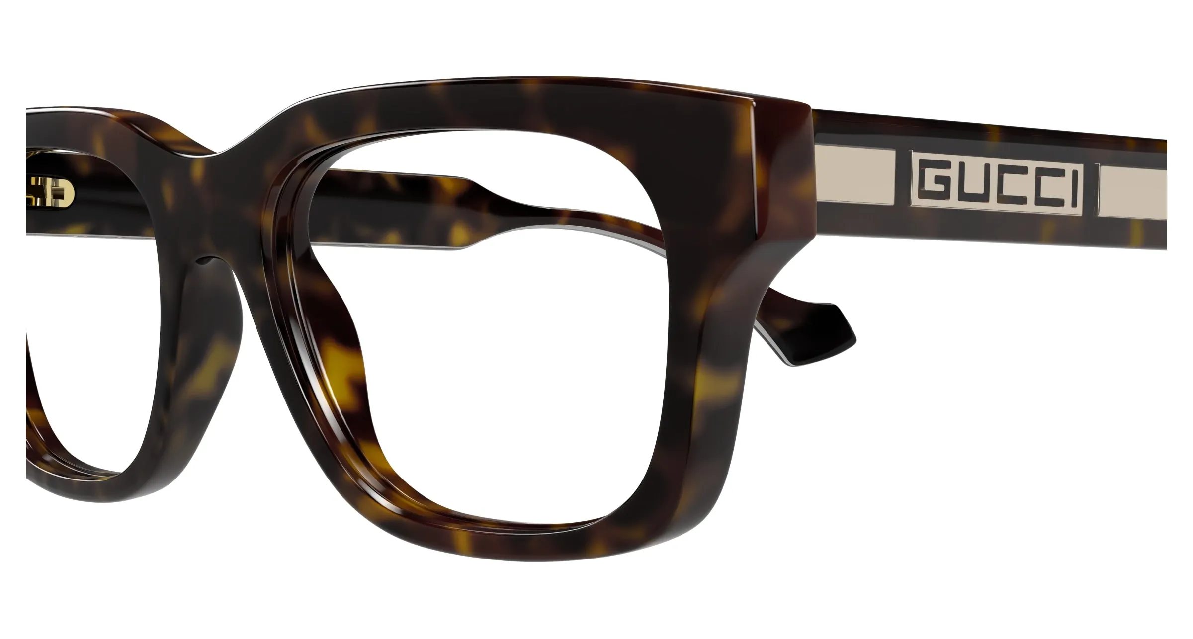 Gucci GG1731O 002 Montature da vista Acetato Havana Trasparente Squadrata - immagine 3