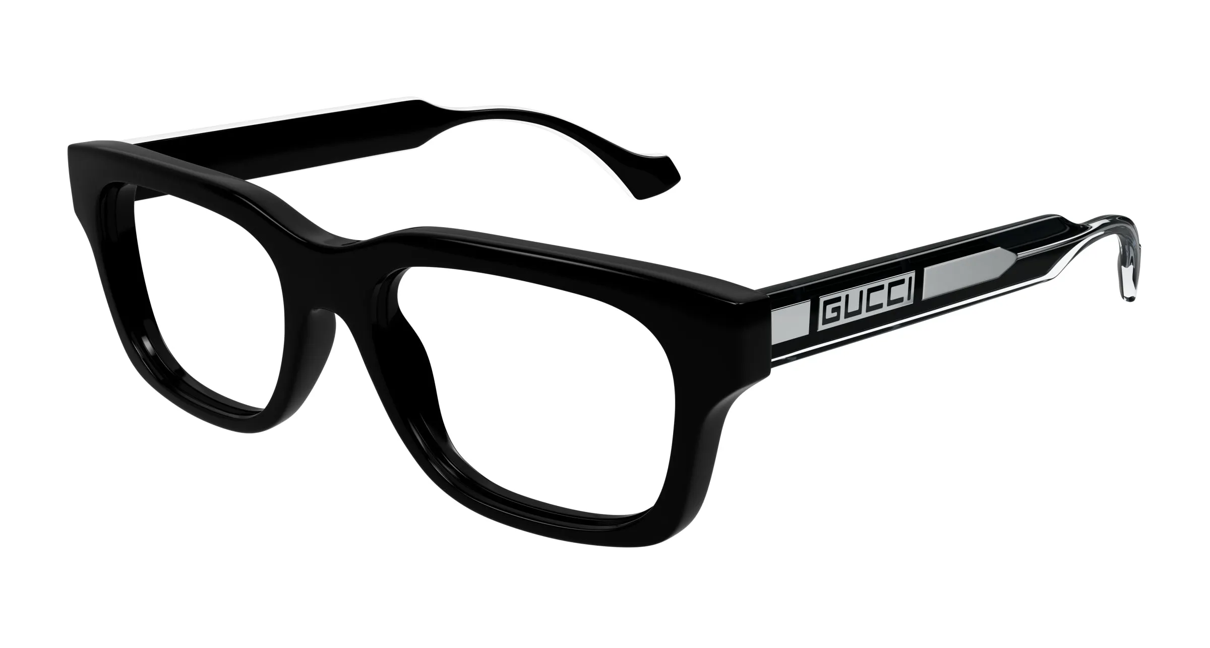 Gucci GG1731O 001 Montature da vista Acetato Nero Trasparente Squadrata - immagine 1