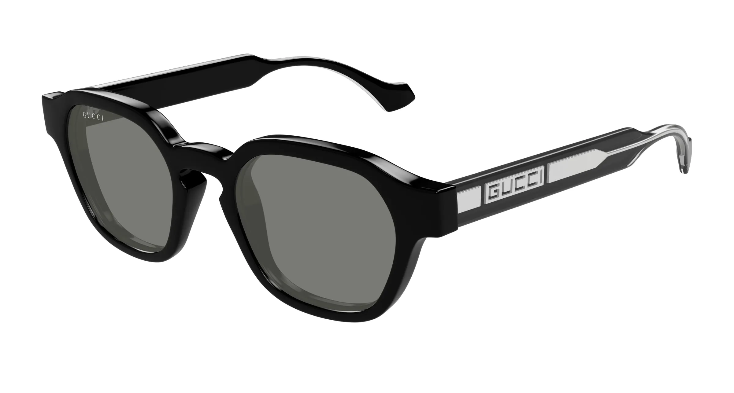 Gucci GG1730S 001 Occhiali da sole Iniettato Nero Grigio Rotonda - immagine 1