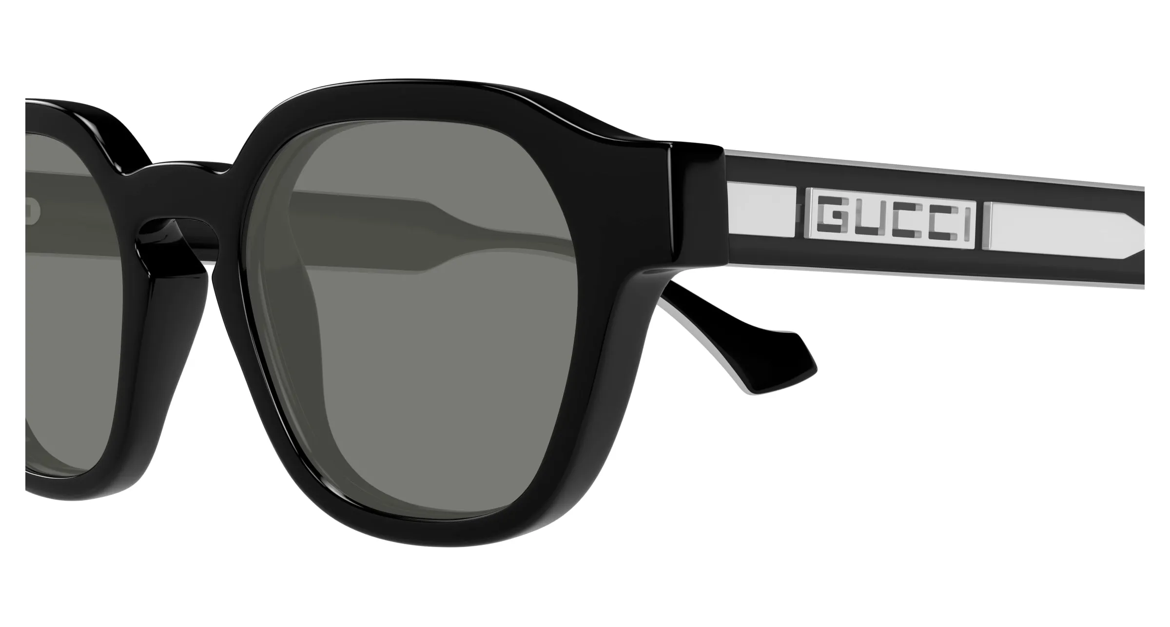Gucci GG1730S 001 Occhiali da sole Iniettato Nero Grigio Rotonda - immagine 3