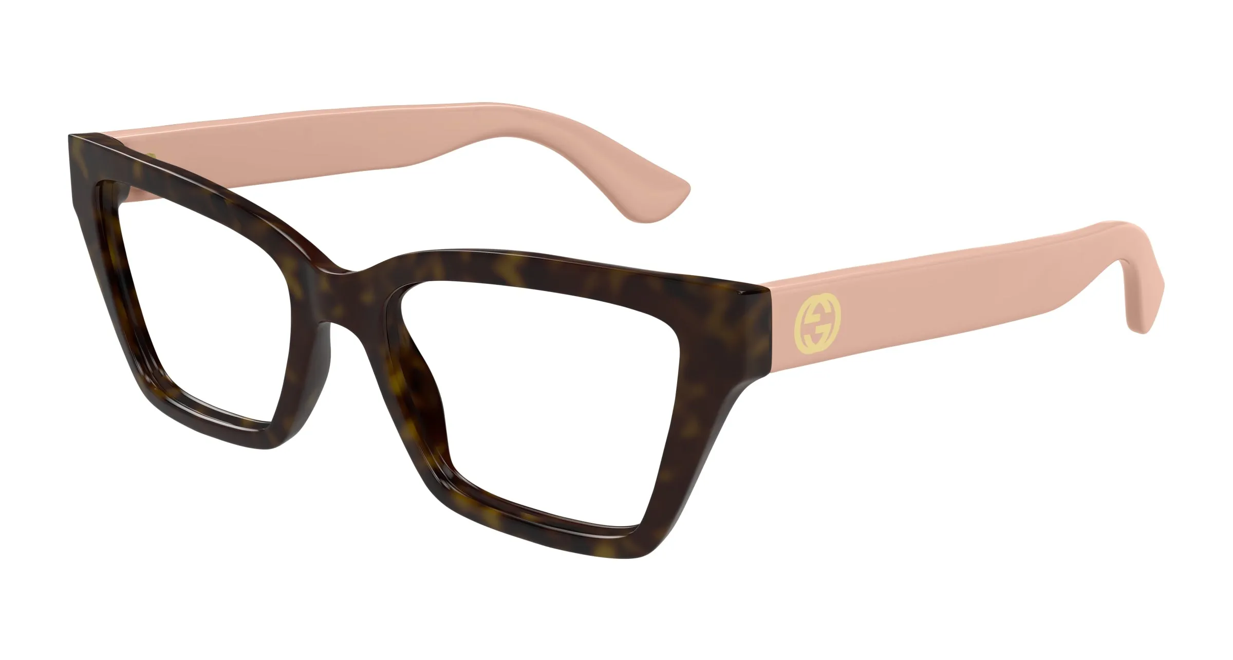 Gucci GG1715O 005 Montature da vista Iniettato Havana Trasparente Cat Eye - immagine 1