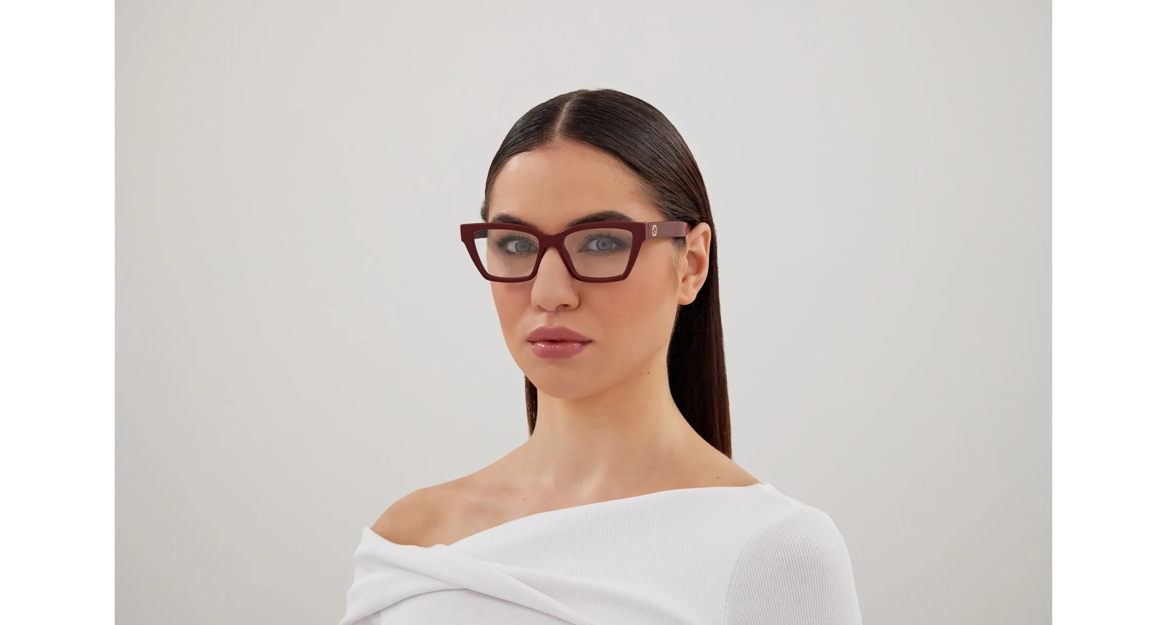 Gucci GG1715O 003 Montature da vista Iniettato Bordeaux Trasparente Cat Eye - immagine 4