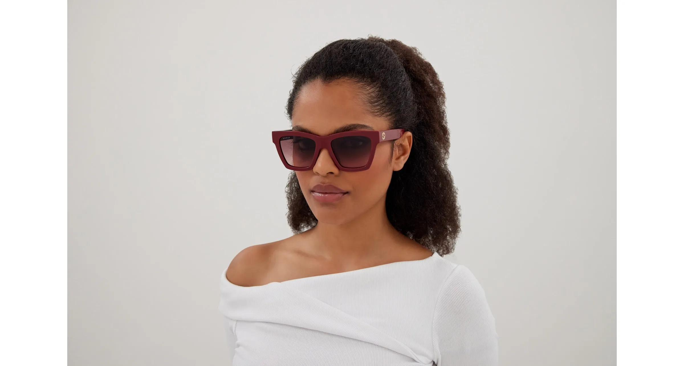 Gucci GG1714S 003 Occhiali da sole Iniettato Bordeaux Rosso Cat Eye - immagine 4