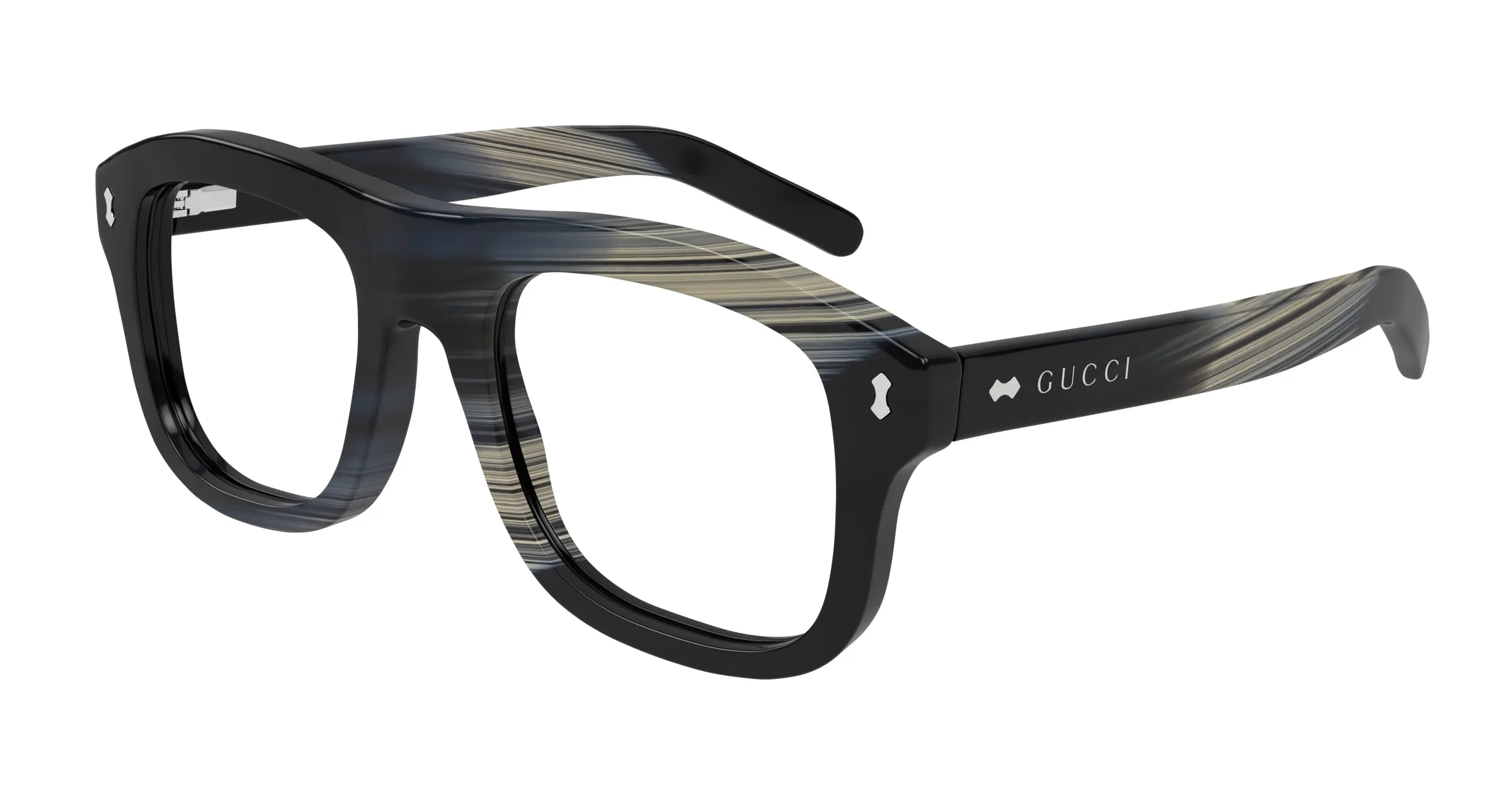 Gucci GG1712S 003 Occhiali da sole Acetato Nero Trasparente Pilot - immagine 1
