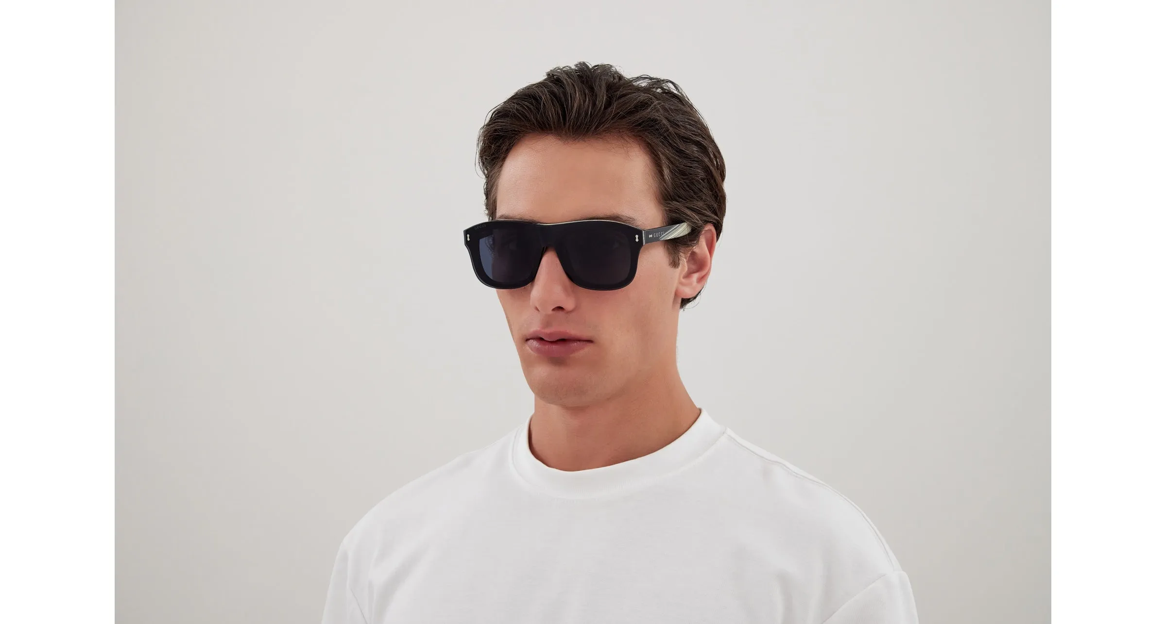 Gucci GG1712S 003 Occhiali da sole Acetato Nero Trasparente Pilot - immagine 4