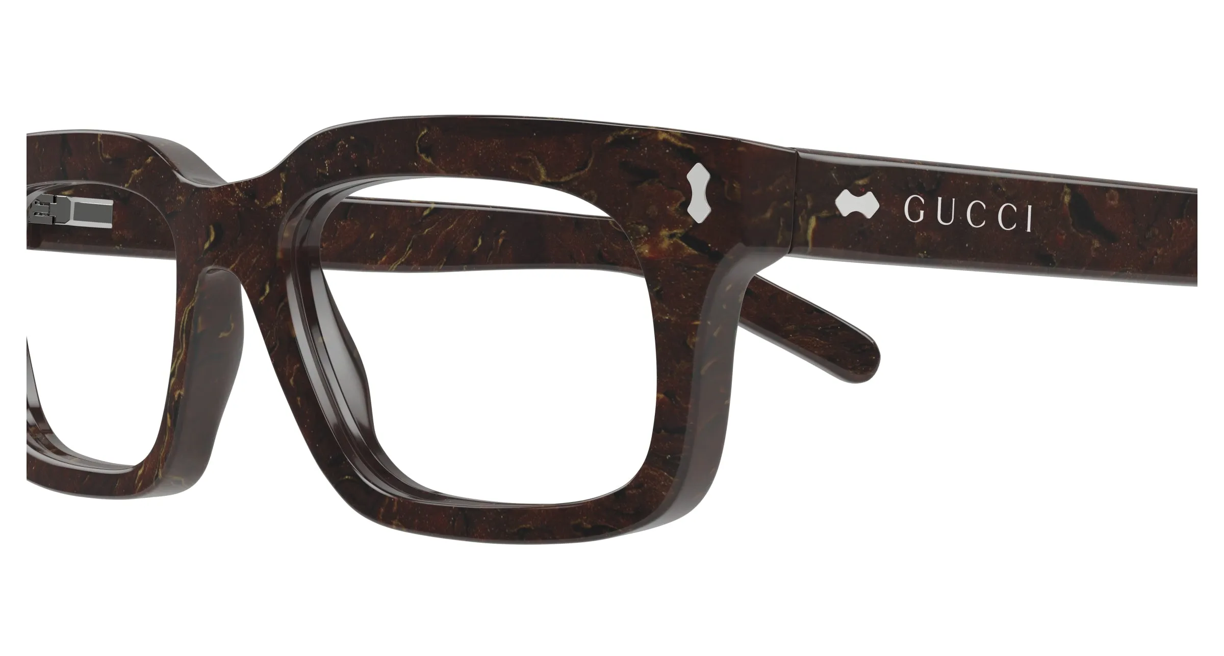 Gucci GG1711S 003 Occhiali da sole Acetato Marrone Trasparente Squadrata - immagine 3