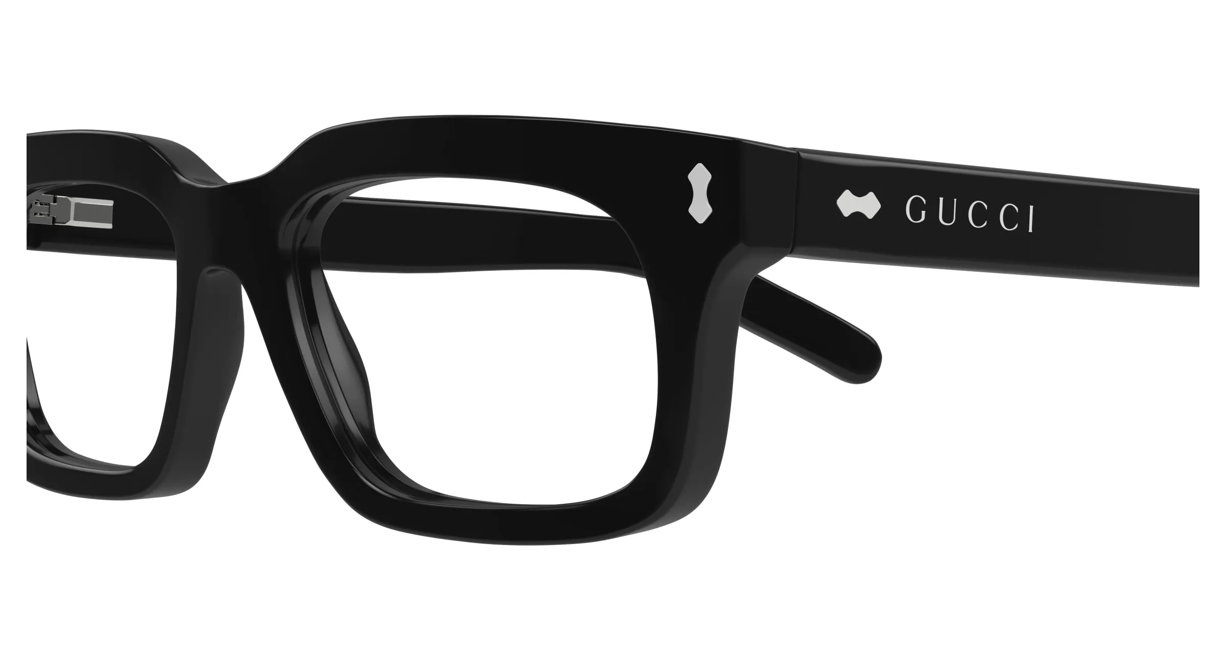 Gucci GG1711S 001 Occhiali da sole Acetato Nero Trasparente Squadrata - immagine 3