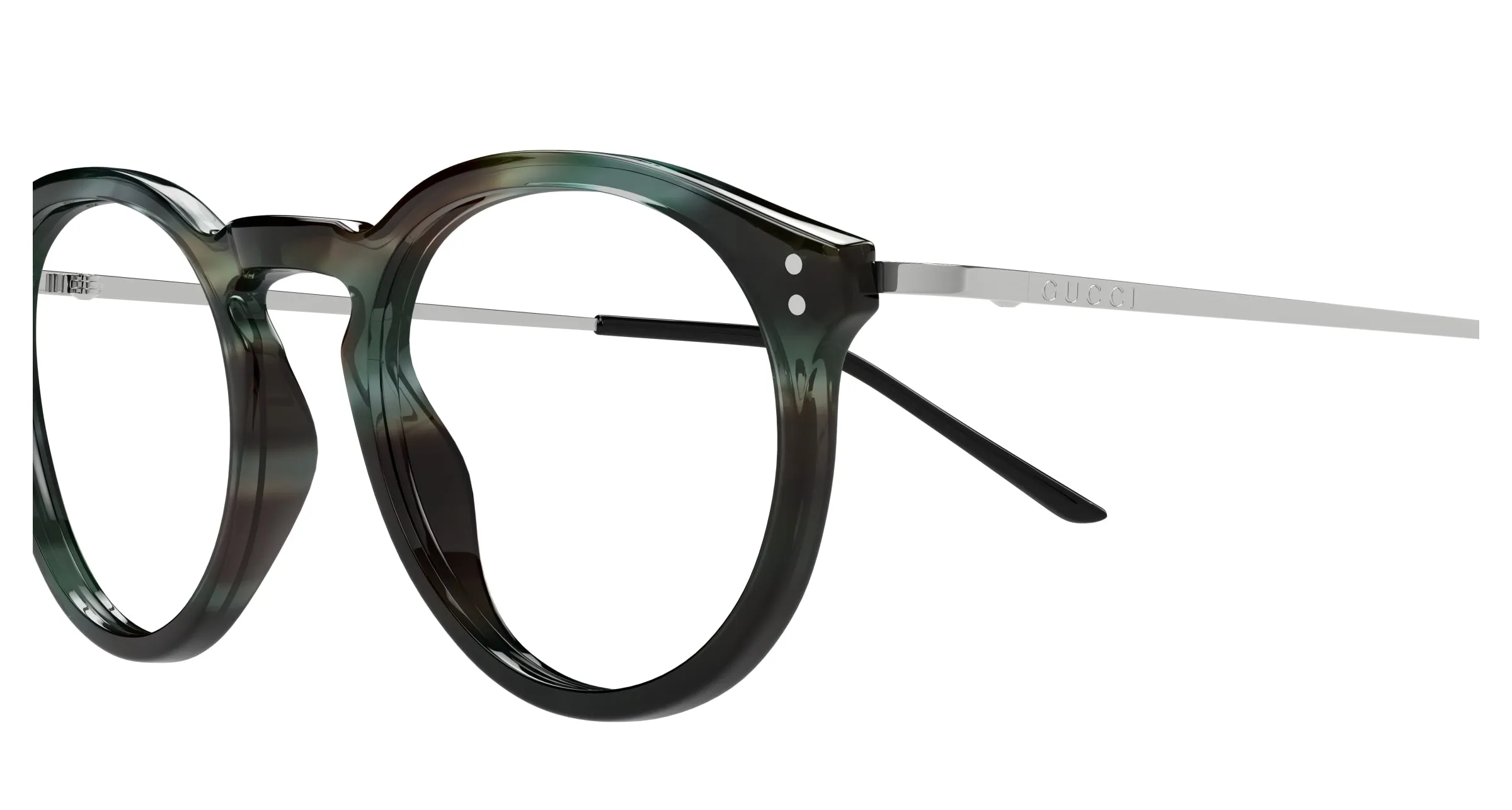 Gucci GG1710O 004 Montature da vista Acetato Havana Trasparente Rotonda - immagine 3