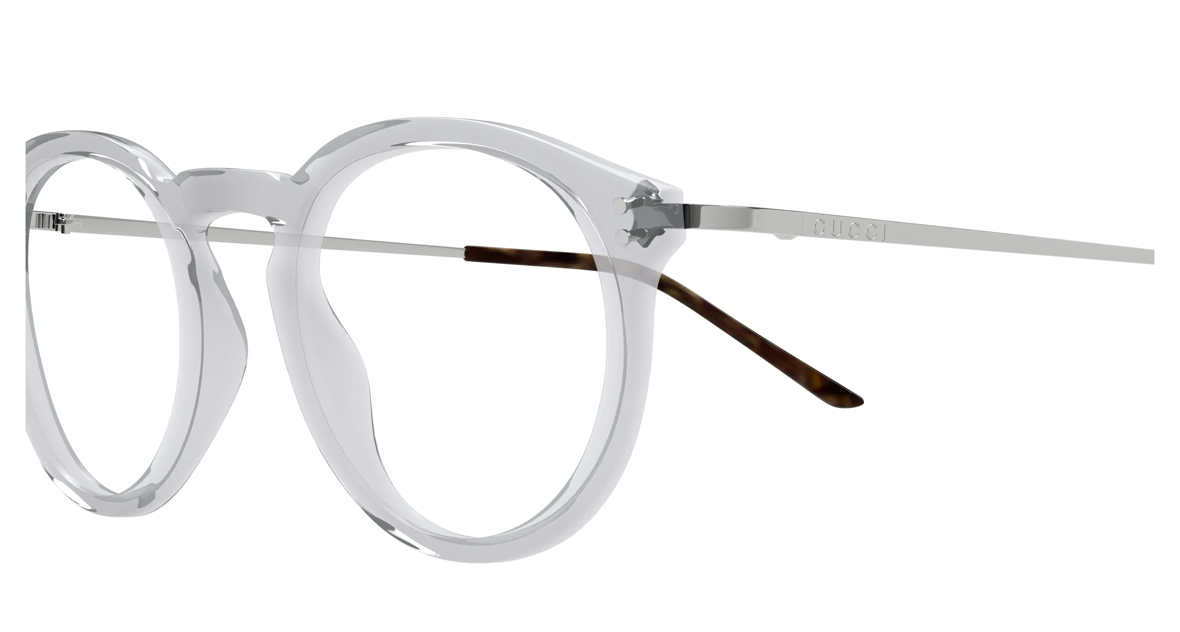 Gucci GG1710O 003 Montature da vista Acetato Grigio Trasparente Rotonda - immagine 3