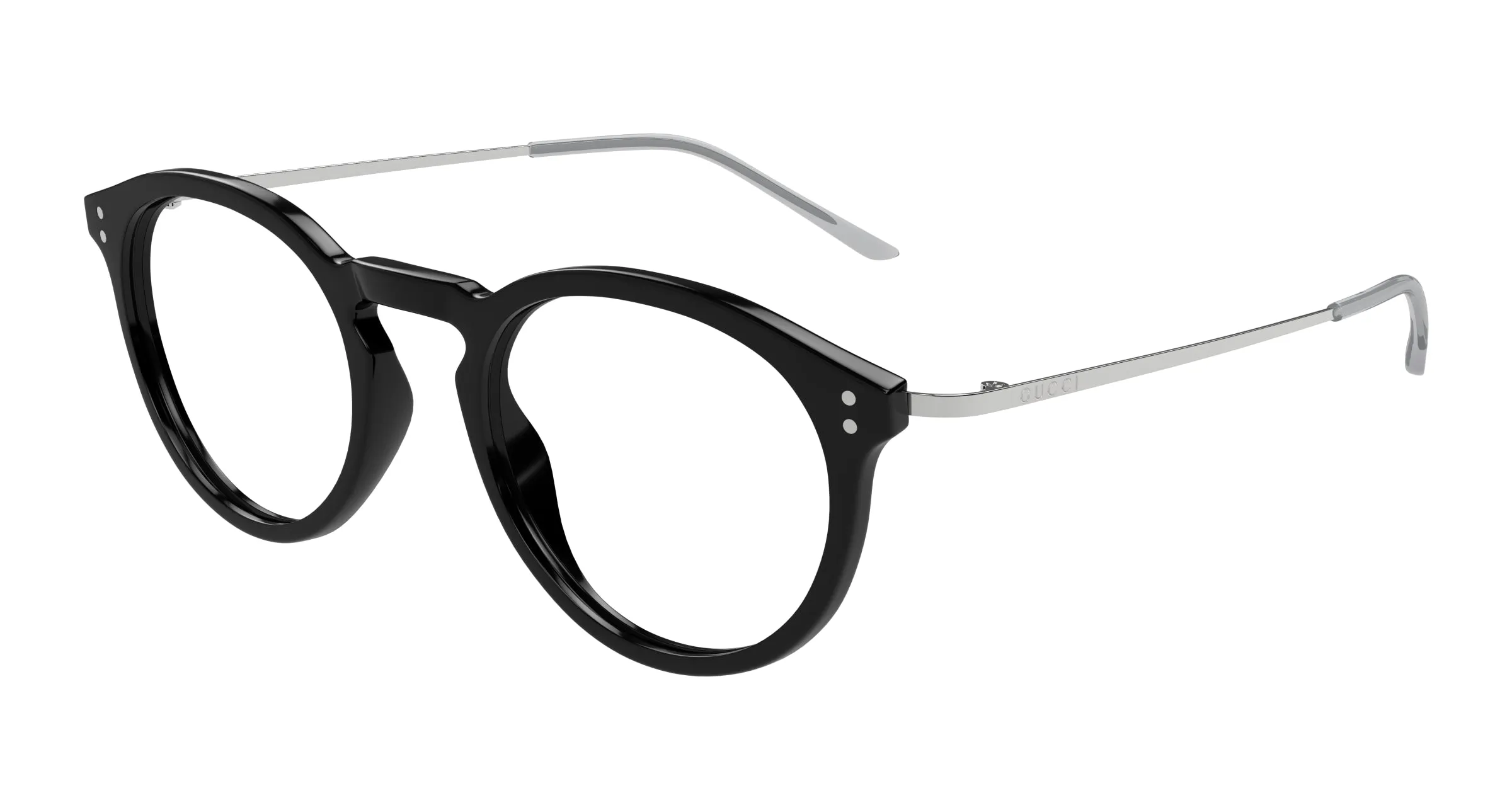 Gucci Uomo GG1710O 001 Montature da vista Acetato Nero Trasparente Rotonda - immagine 1