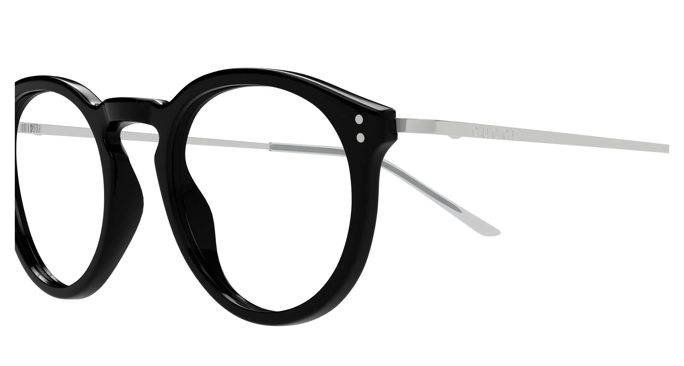 Gucci Uomo GG1710O 001 Montature da vista Acetato Nero Trasparente Rotonda - immagine 3