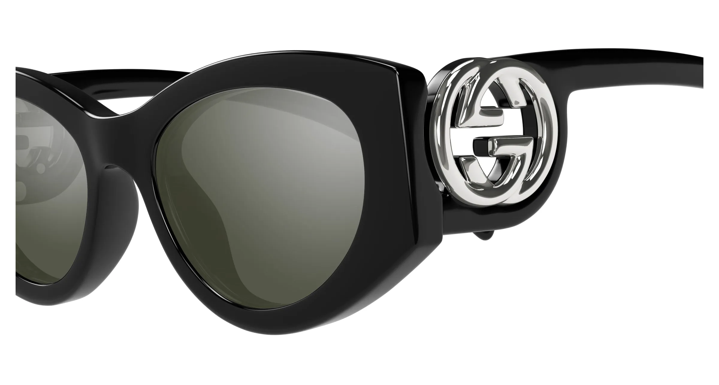 Gucci GG1691S 001 Occhiali da sole Iniettato Nero Grigio Cat Eye - immagine 3