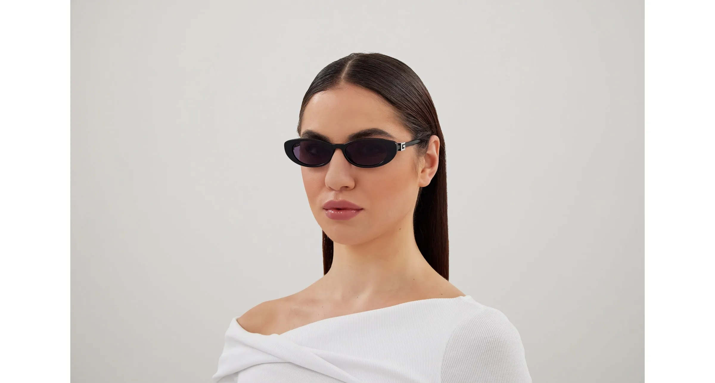 Gucci GG1680S 002 Occhiali da sole Iniettato Nero Grigio Cat Eye - immagine 4