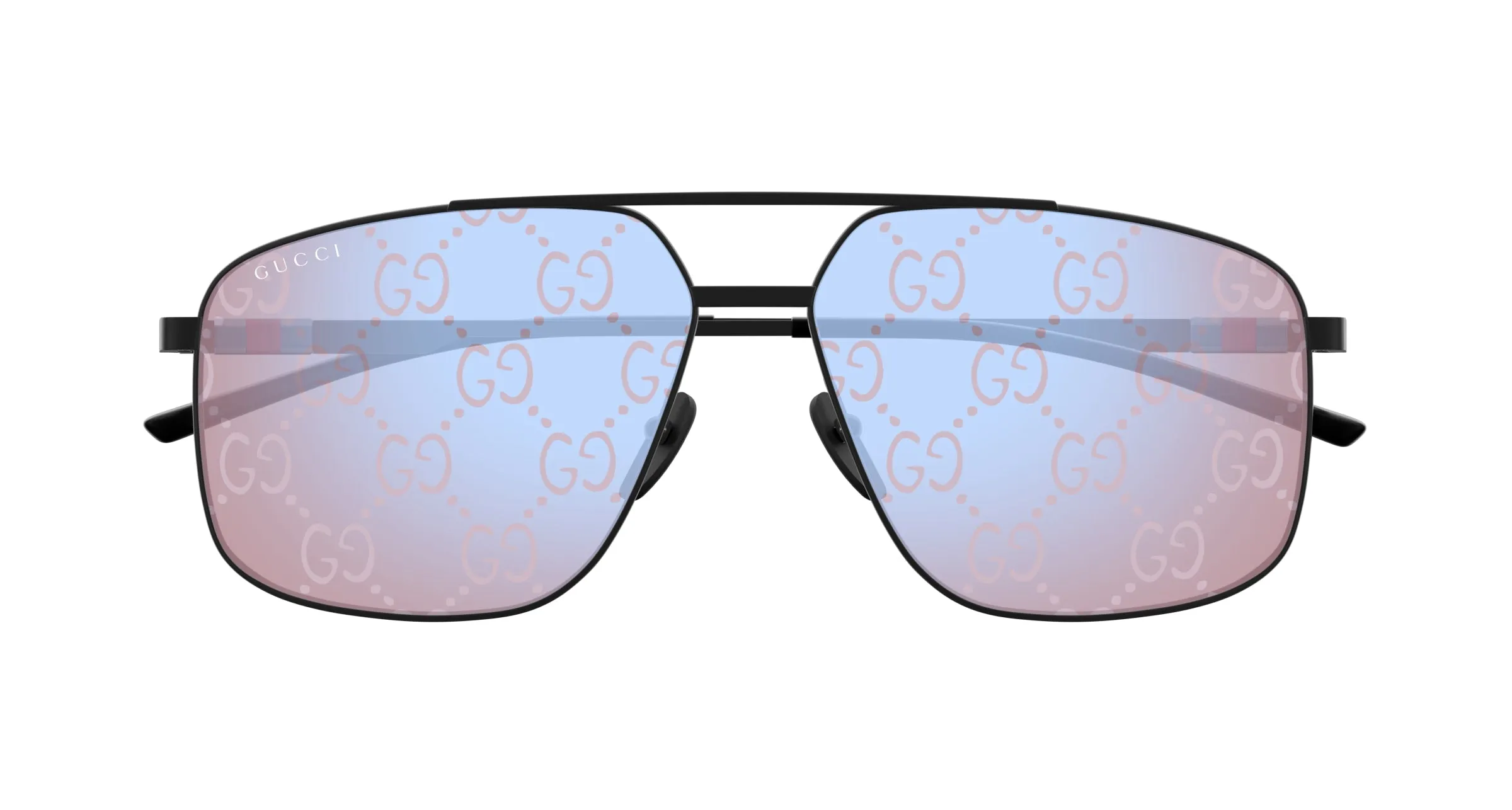 Gucci GG1676S 005 Occhiali da sole Metallo Nero Viola Pilot - immagine 2