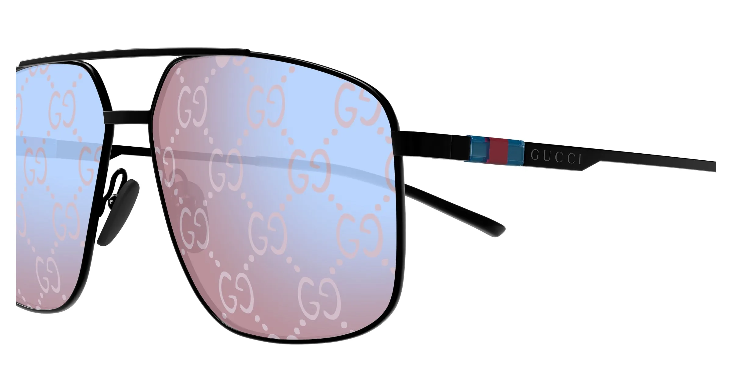 Gucci GG1676S 005 Occhiali da sole Metallo Nero Viola Pilot - immagine 3