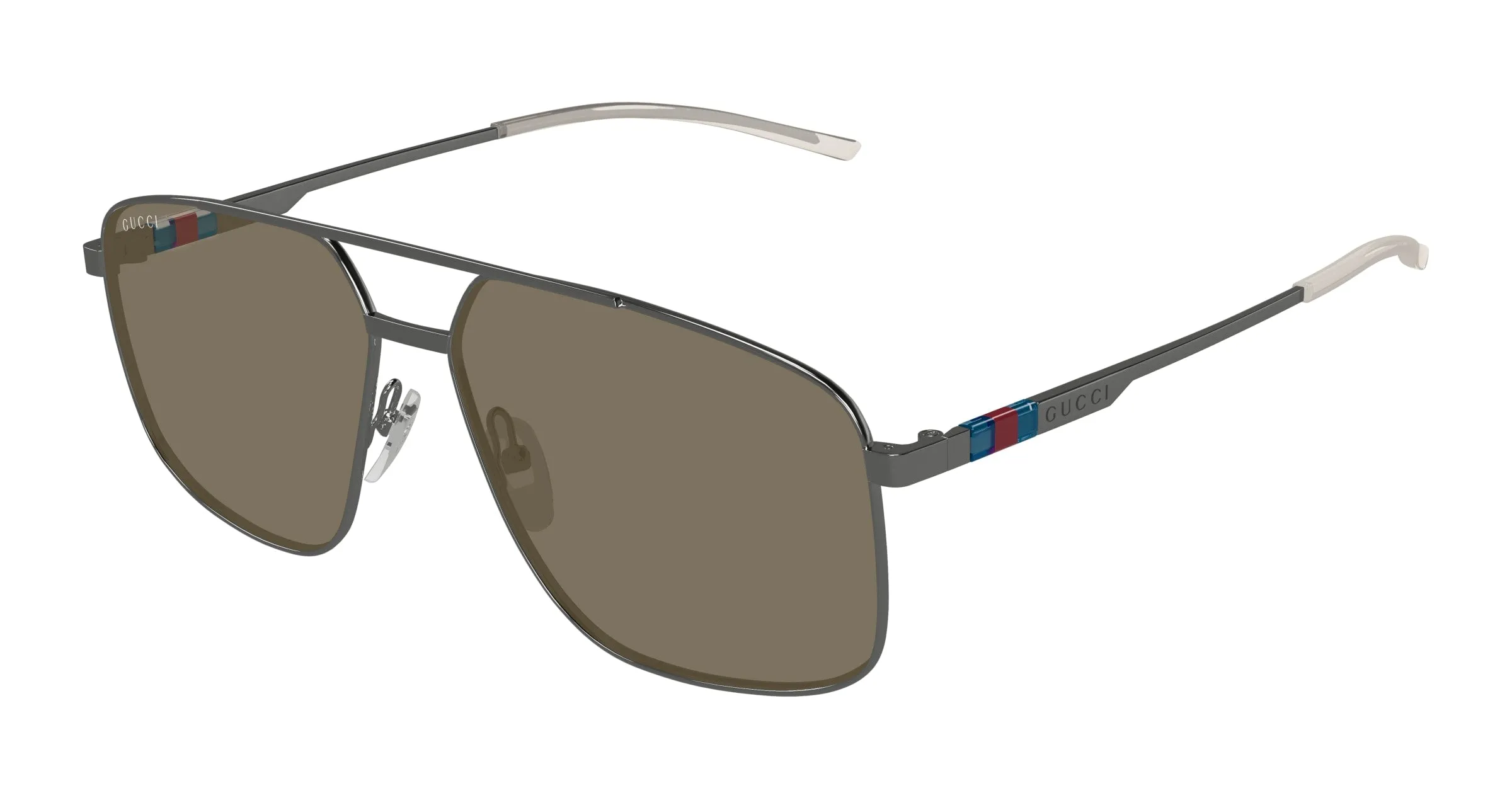 Gucci GG1676S 003 Occhiali da sole Metallo Rutenio Marrone Pilot - immagine 1