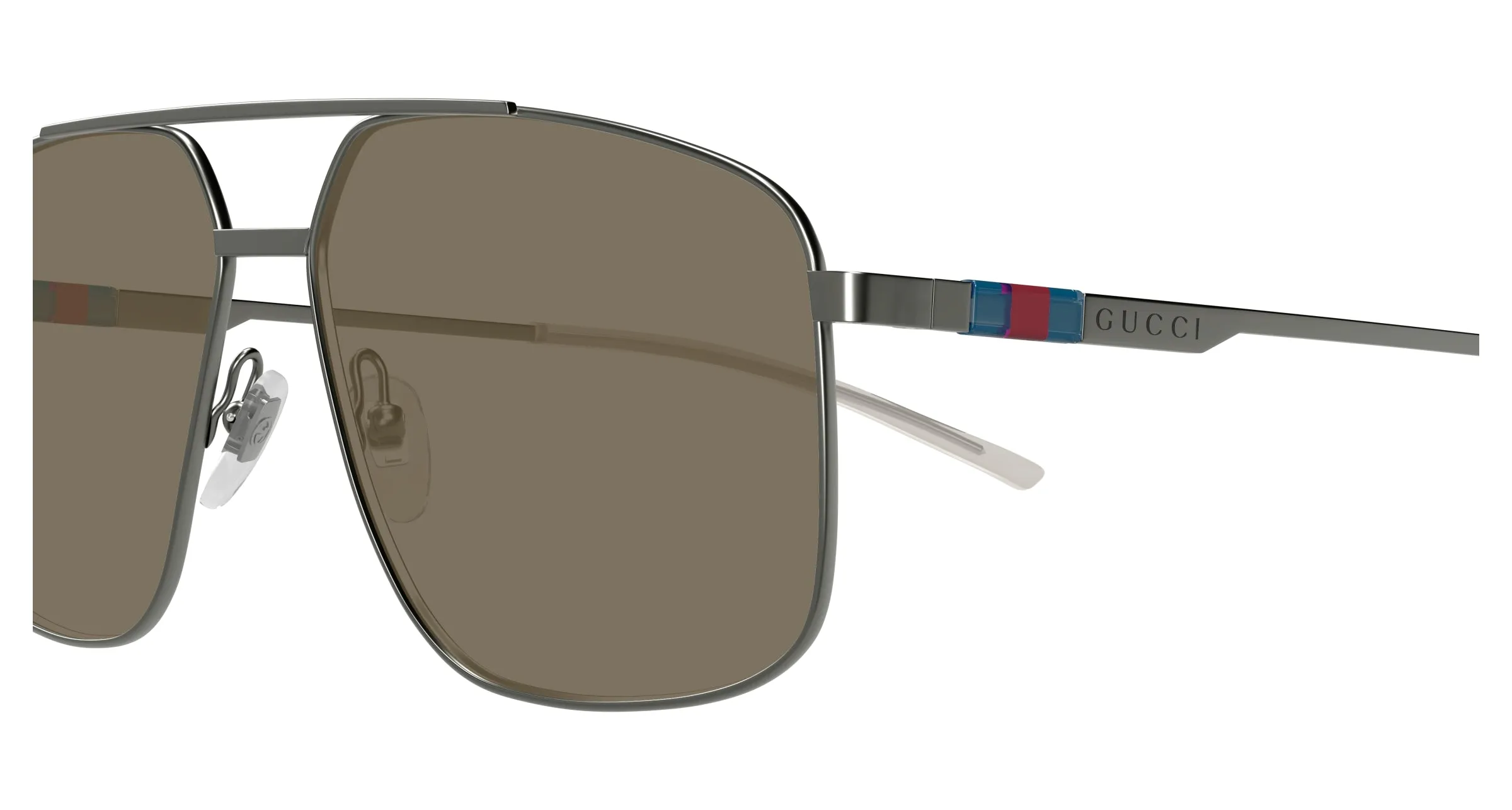 Gucci GG1676S 003 Occhiali da sole Metallo Rutenio Marrone Pilot - immagine 3