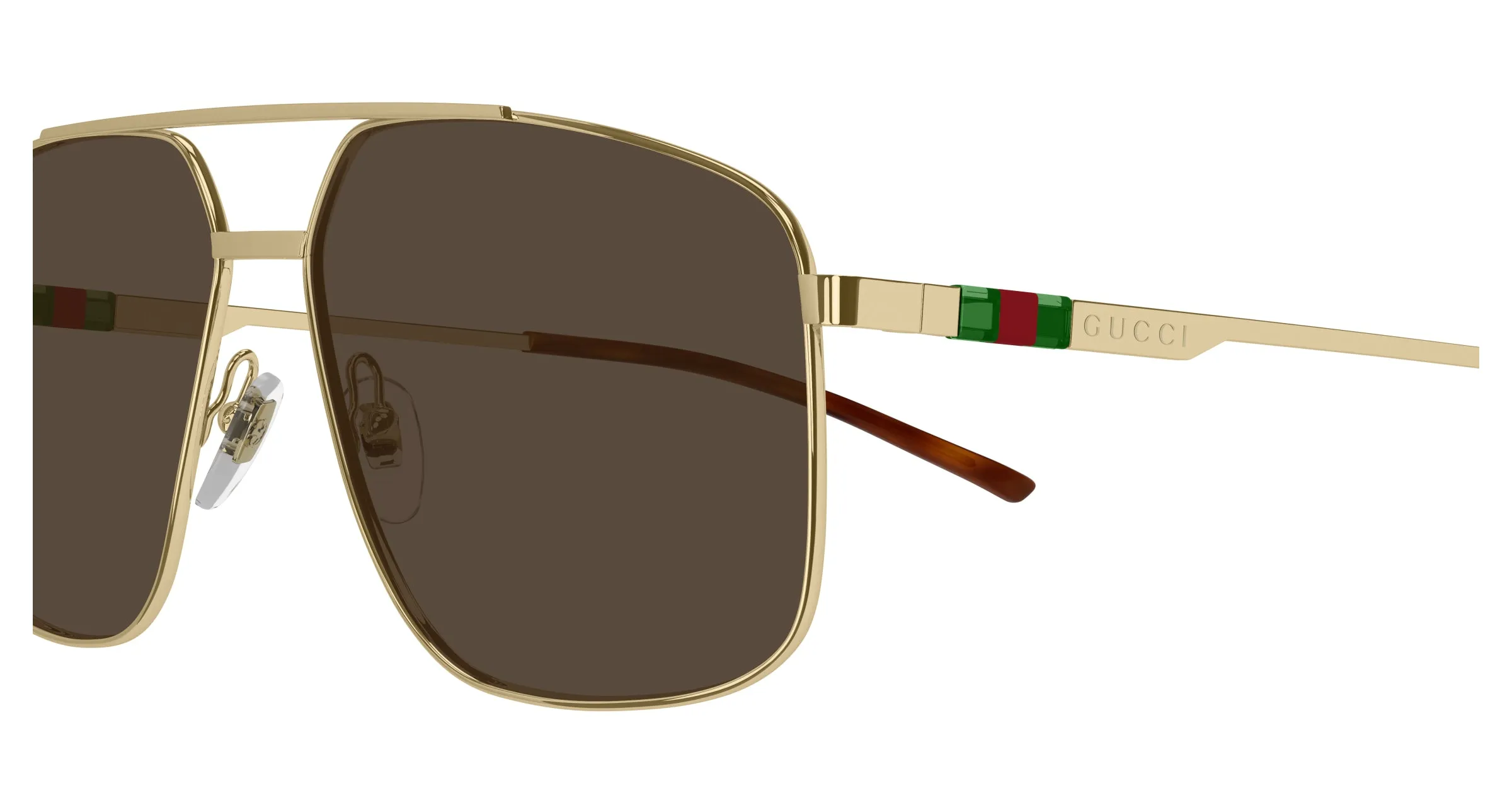 Gucci GG1676S 002 Occhiali da sole Metallo Oro Marrone Pilot - immagine 3